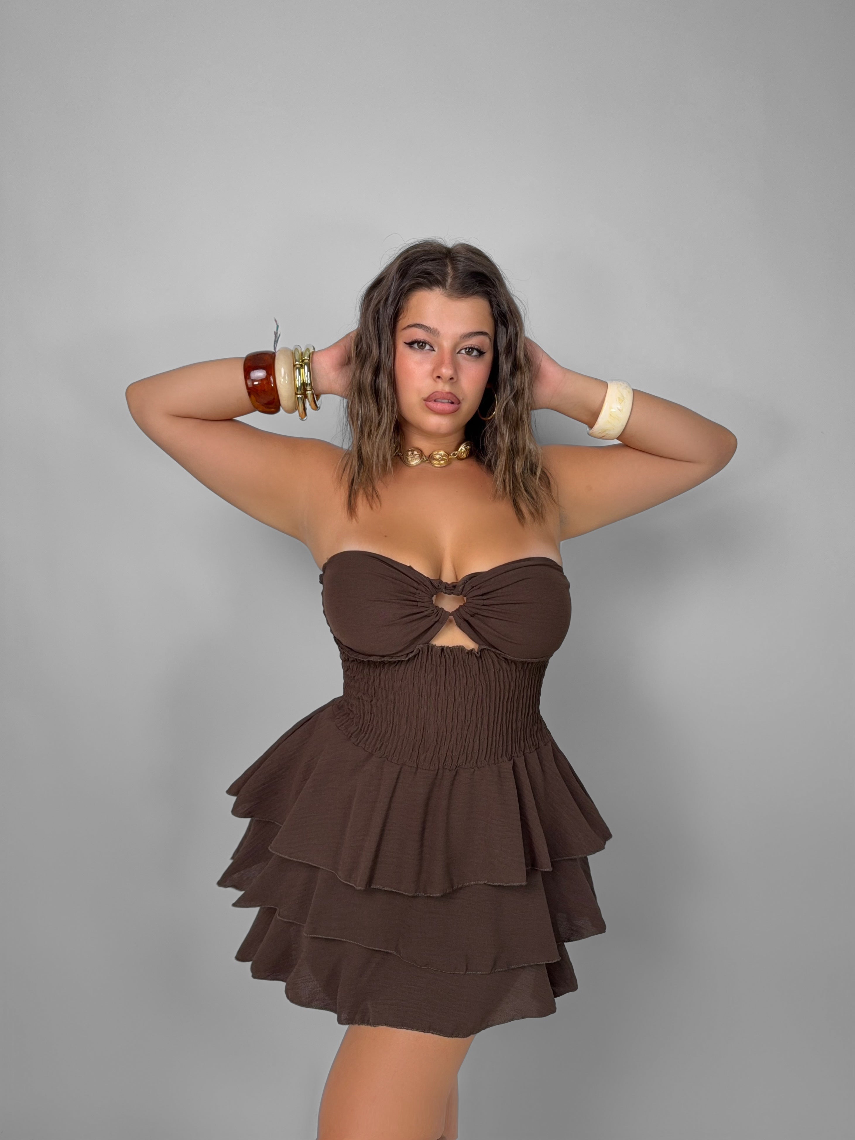 CURVY FIT - Abito Balzer - Brown