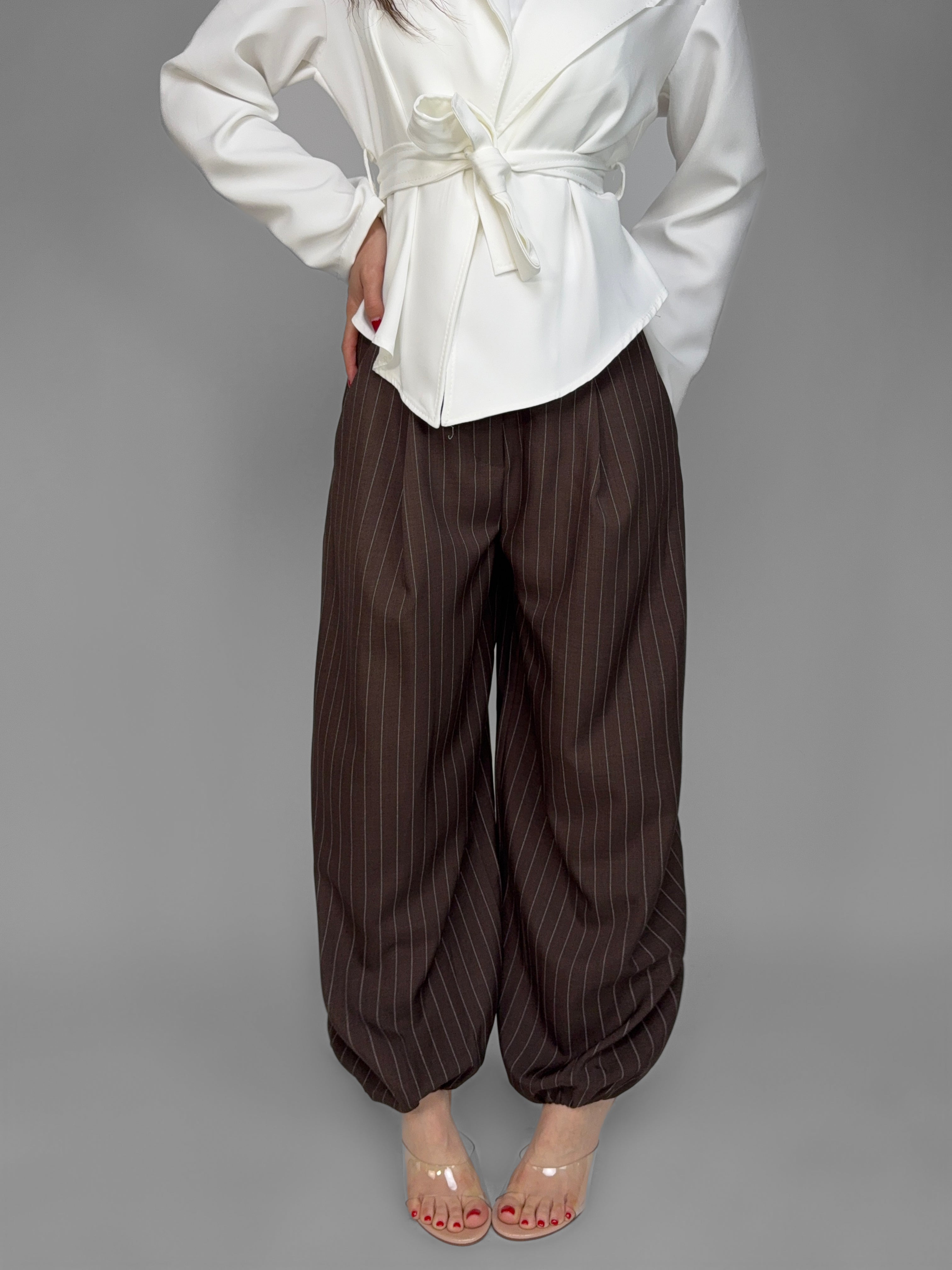 Pantalone Classic Pinstripe-Brown
