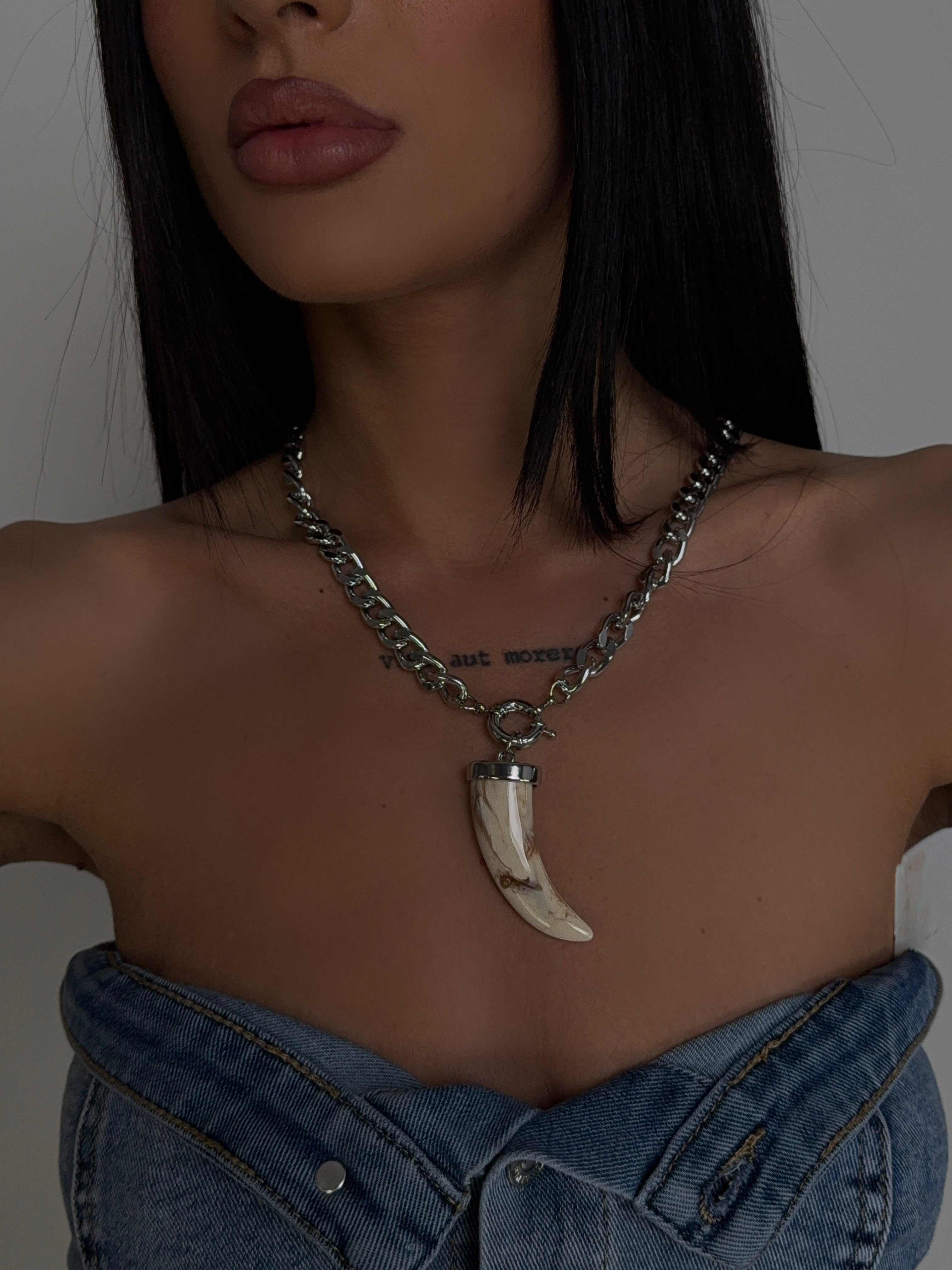Collana Horn Charm-Silver