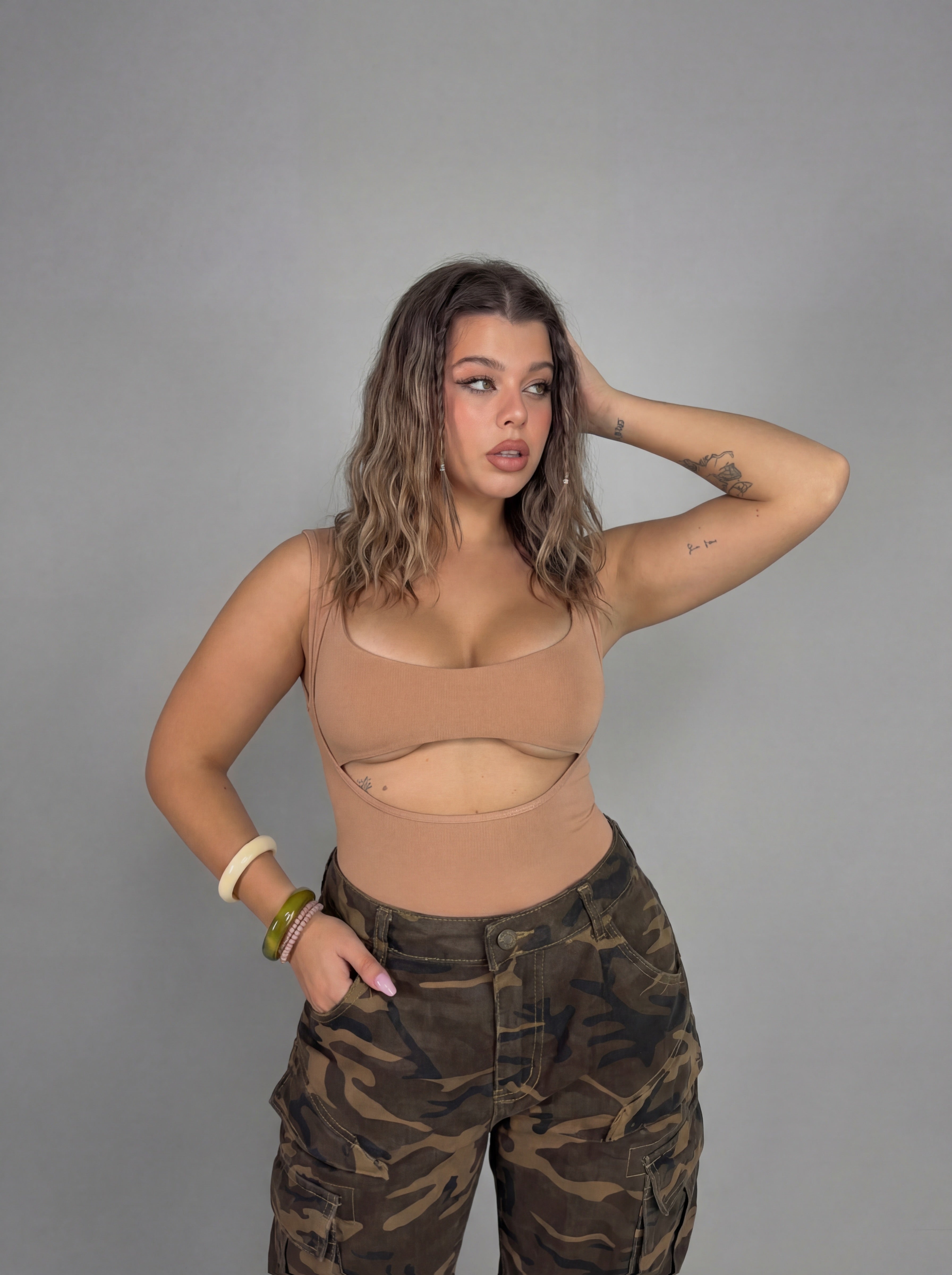 CURVY FIT - Top Subtle - Beige