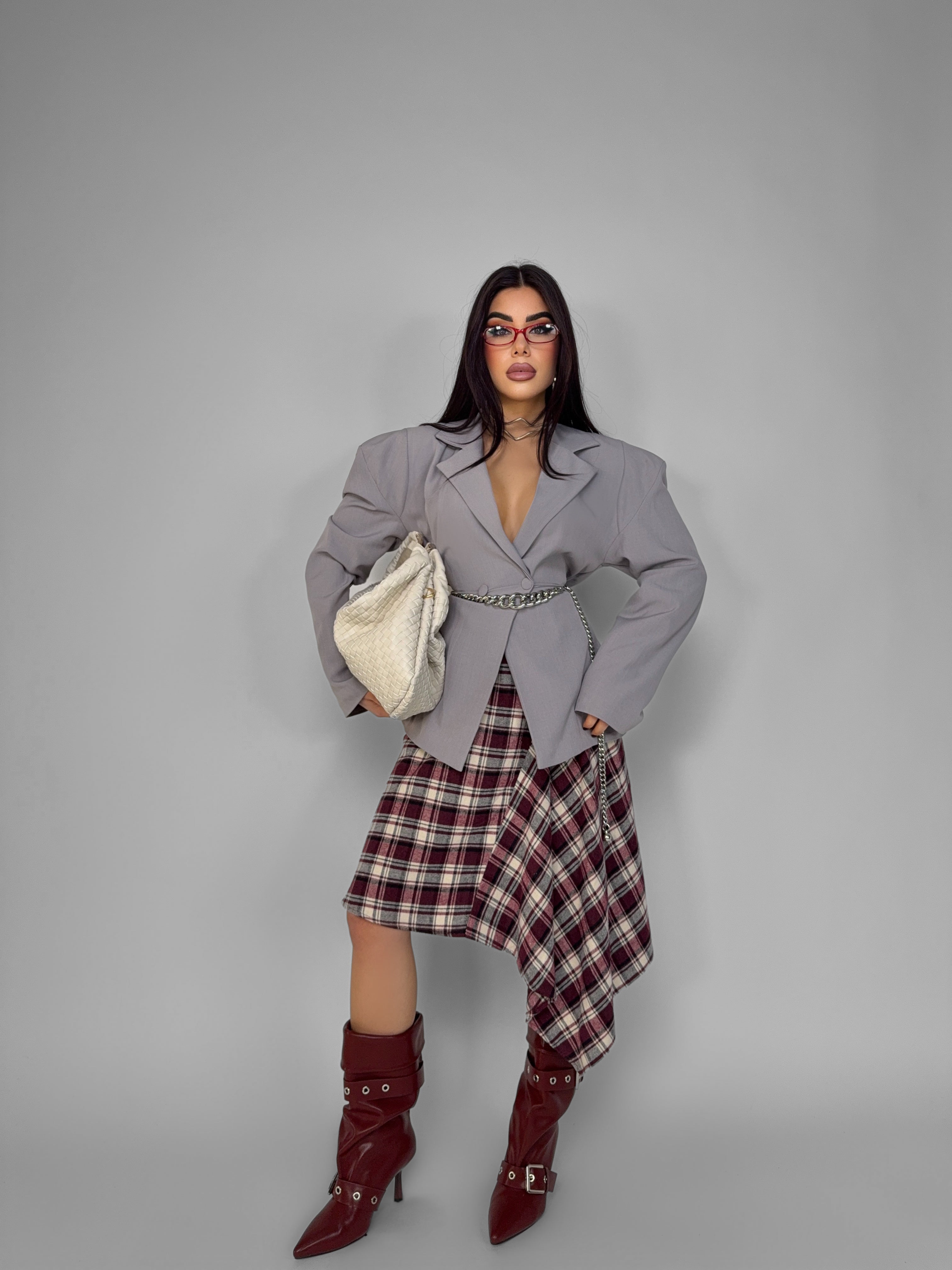 Total Look Breasted Grey