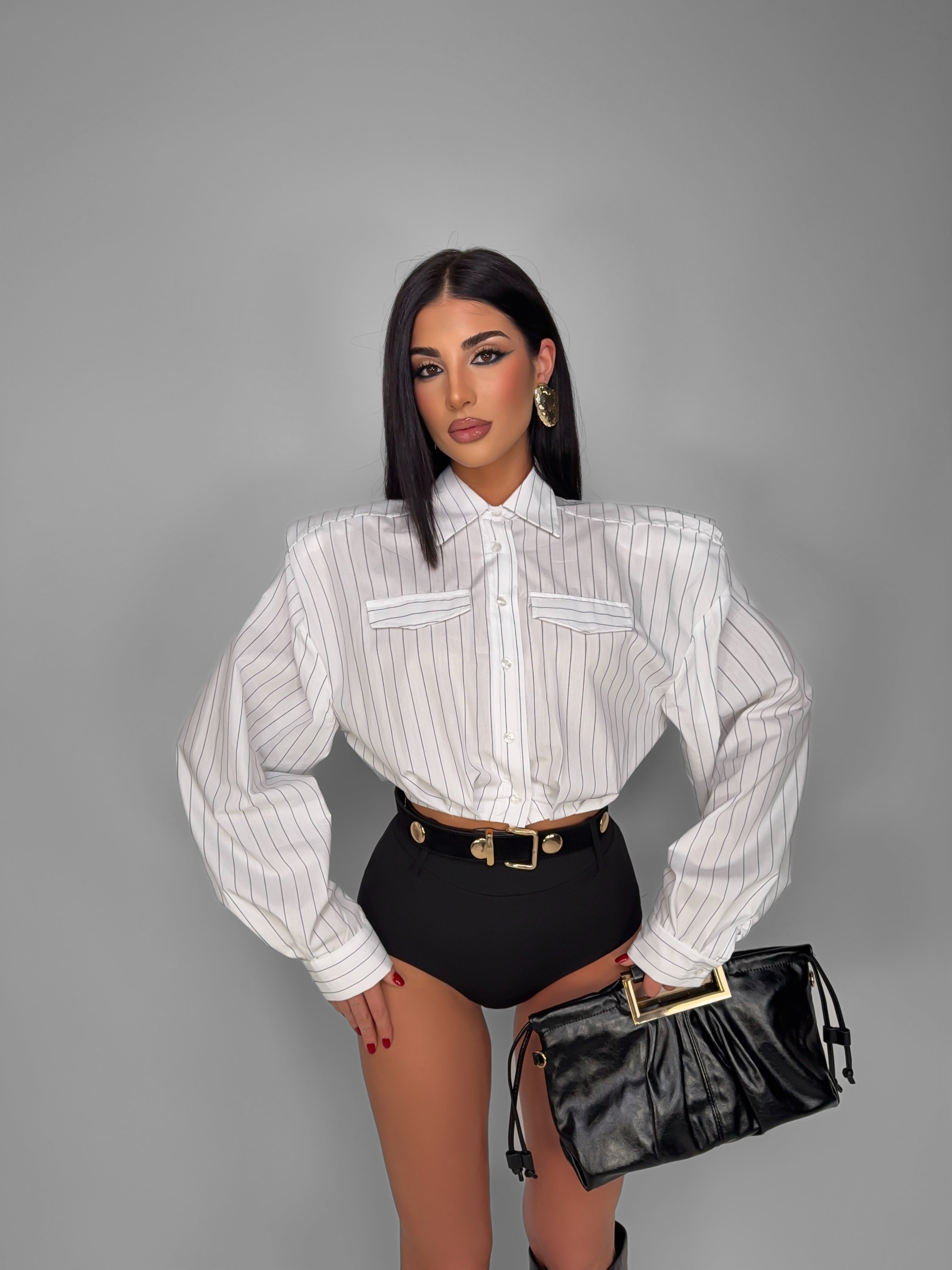 Camicia Stripe Crop-White