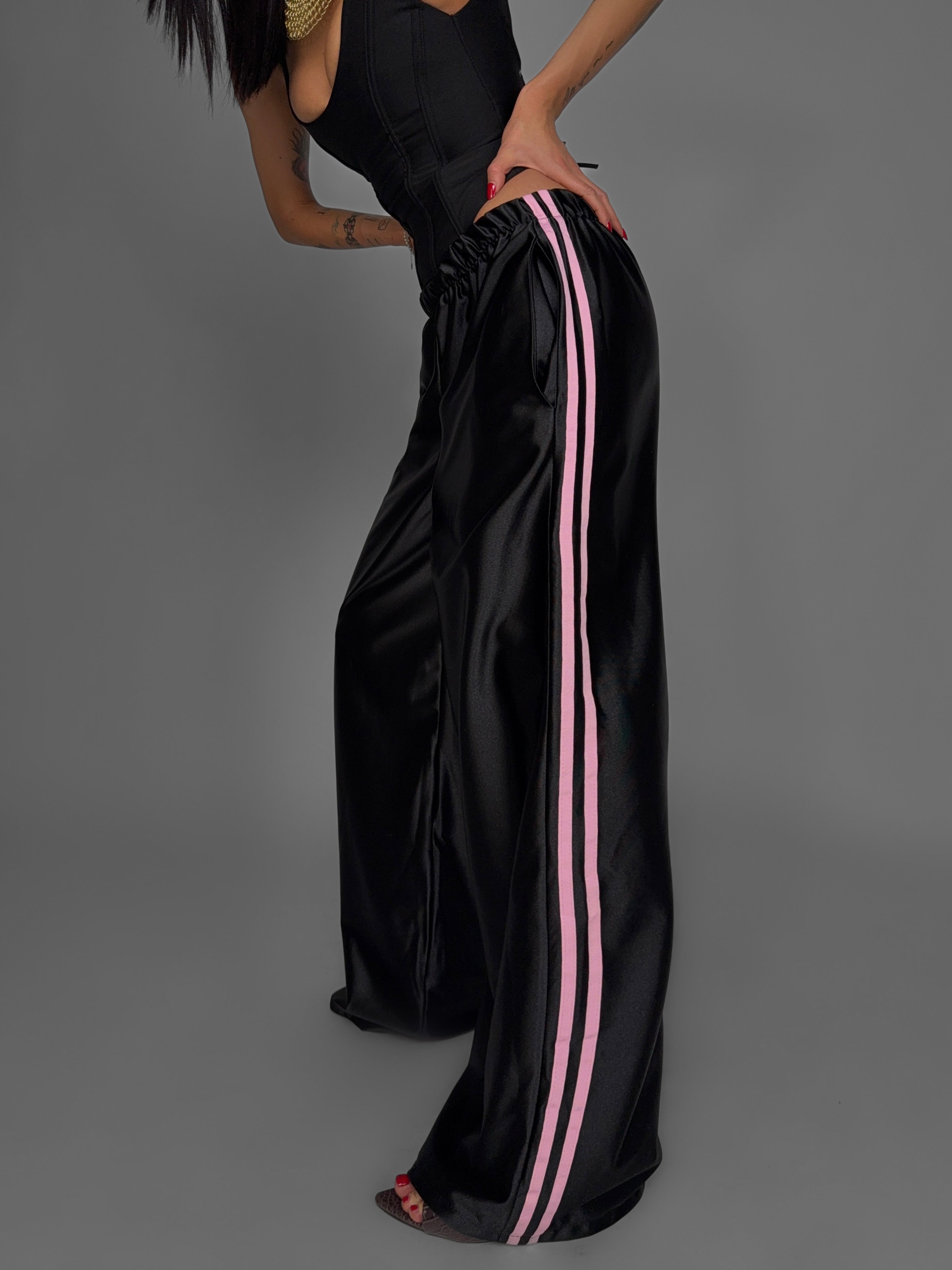 Shiny Side-Black Trousers