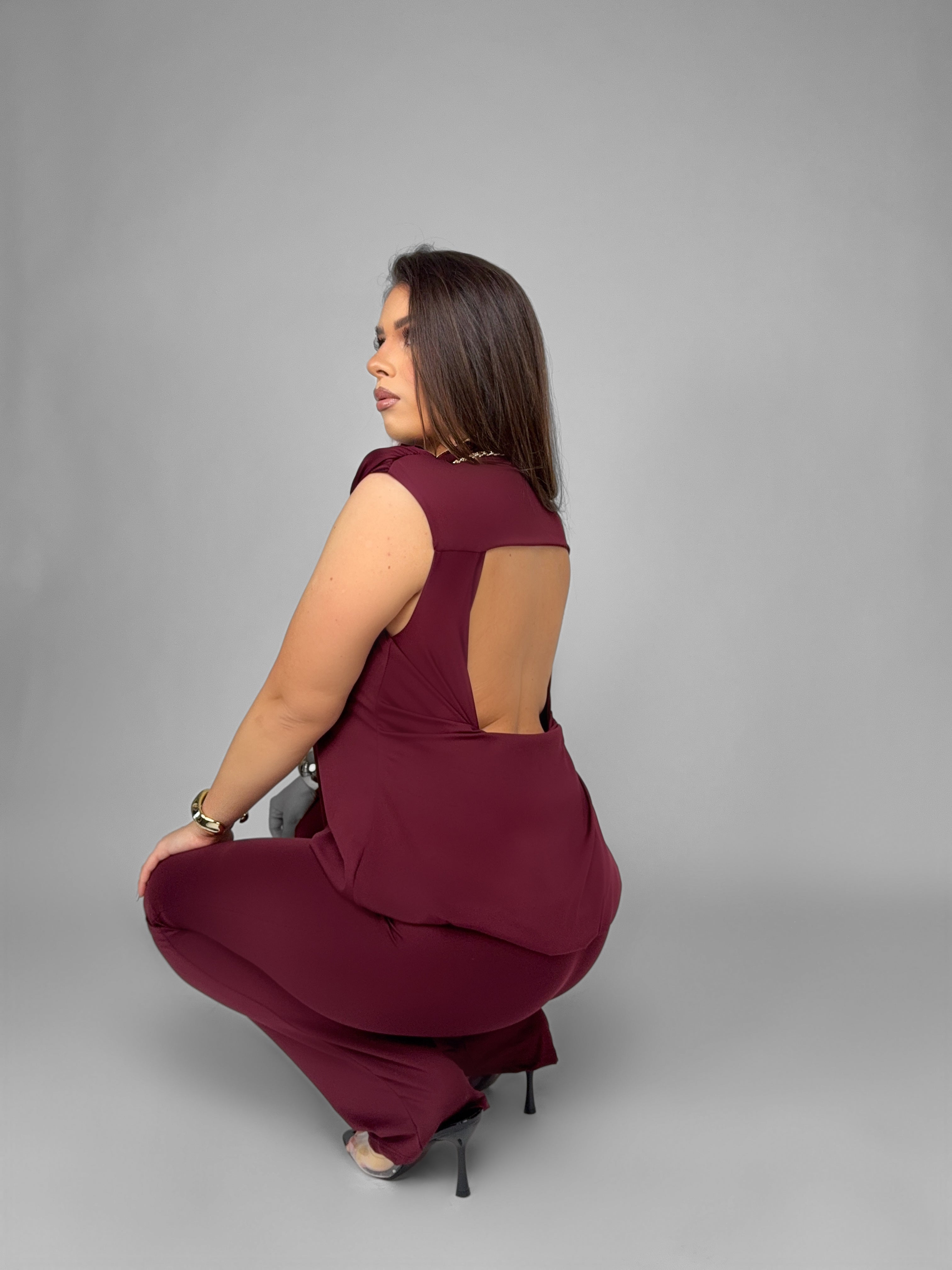 CURVY FIT - Sleekline Jumpsuit-Cherry Red