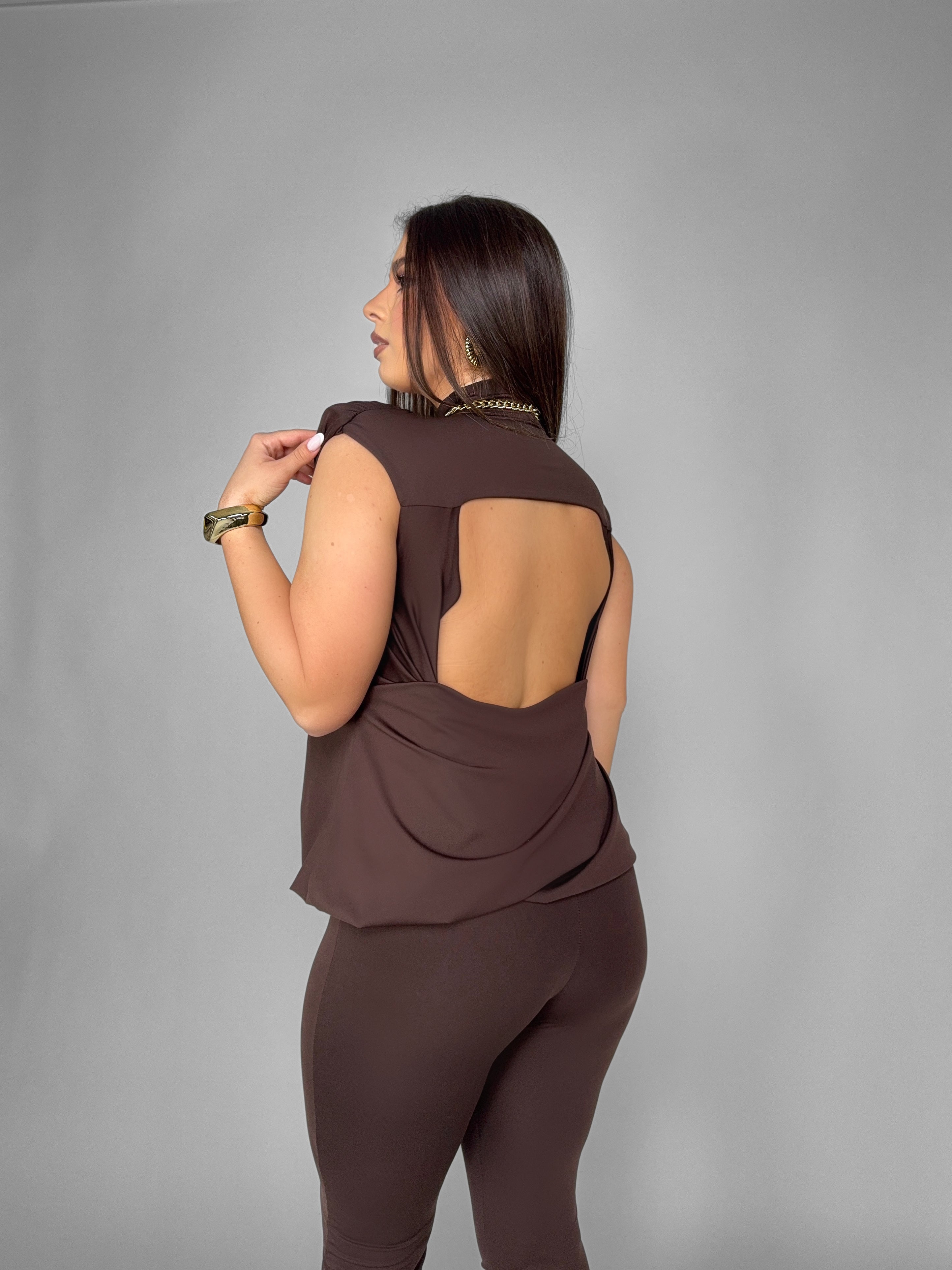 CURVY FIT - Sleekline-Brown Jumpsuit