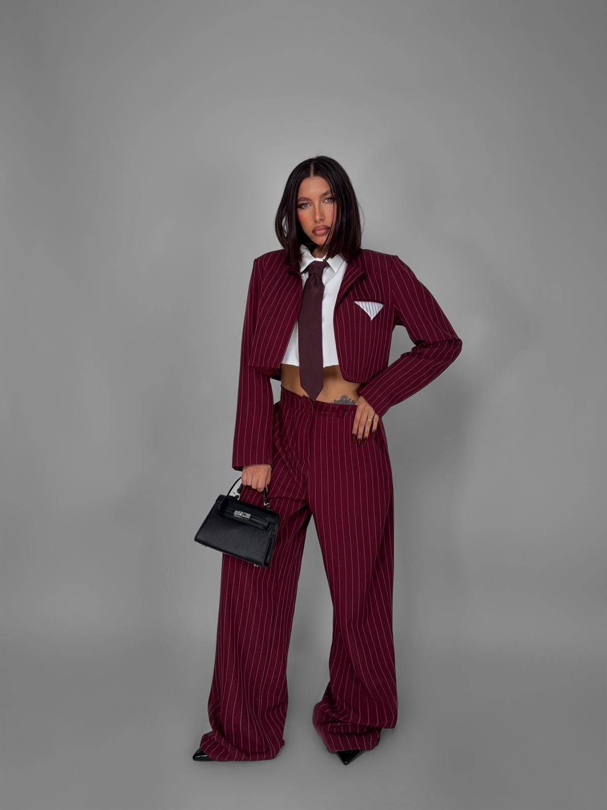 Completo Casual Stripe-Cherry Red