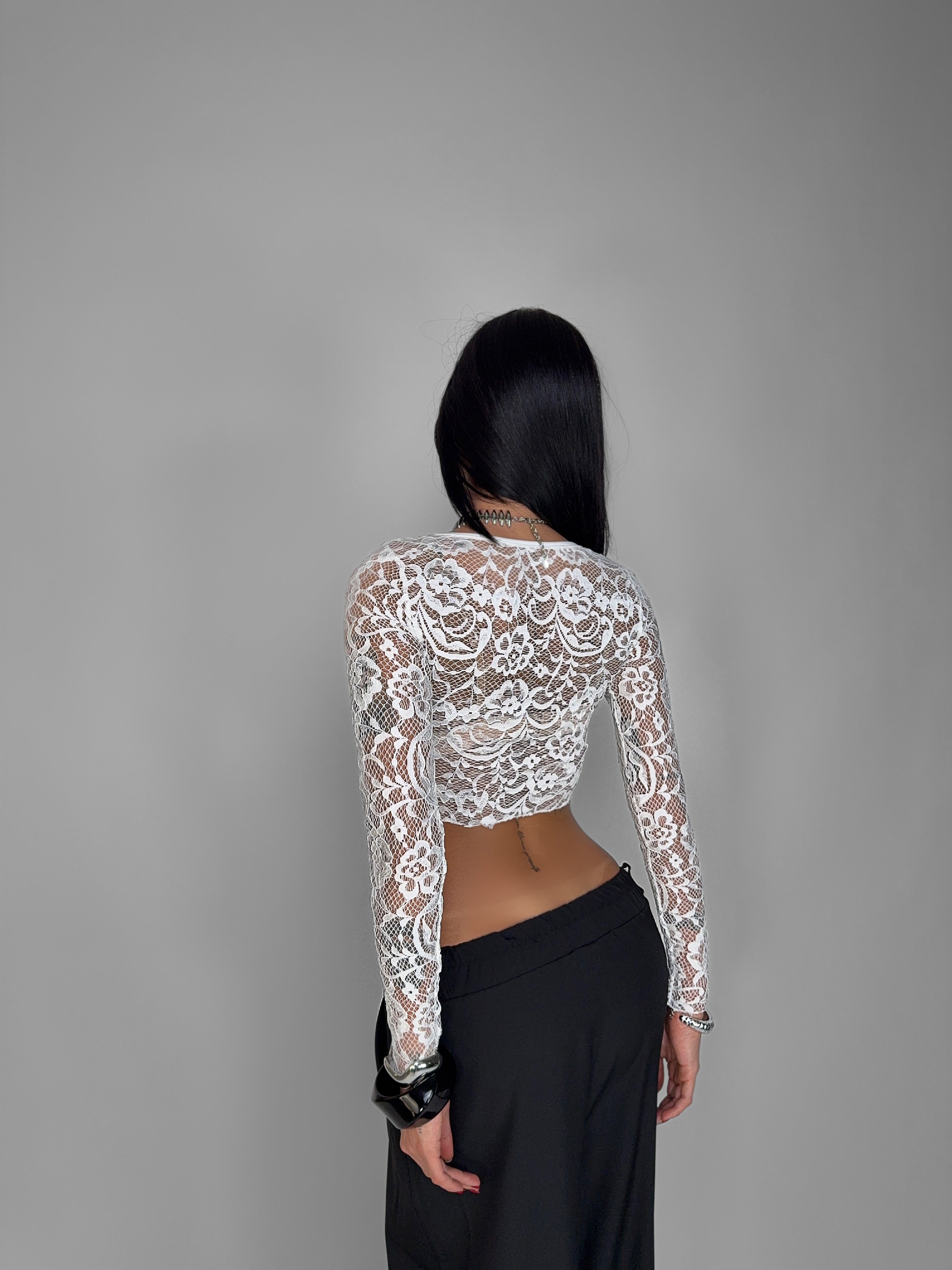 Top Belle Lace-White