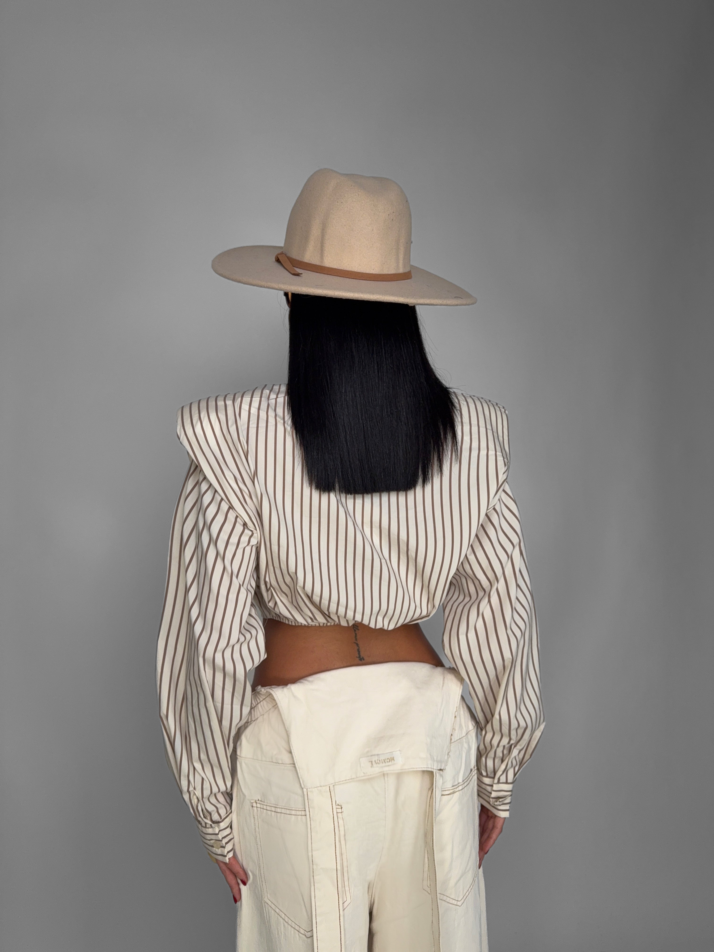 Camicia Stripe Crop-Beige