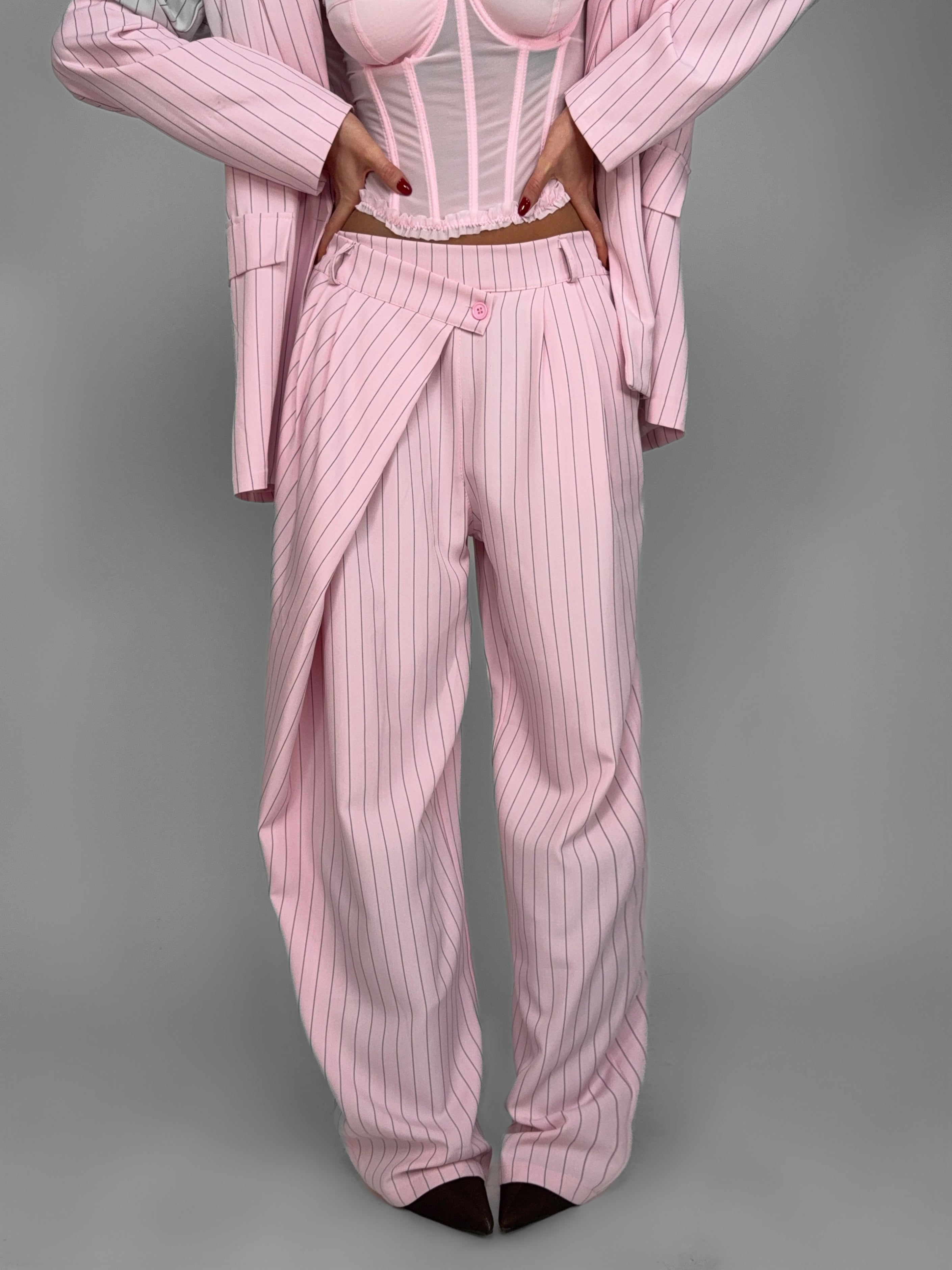 Pantalone Chalk-Striped Print - Pink