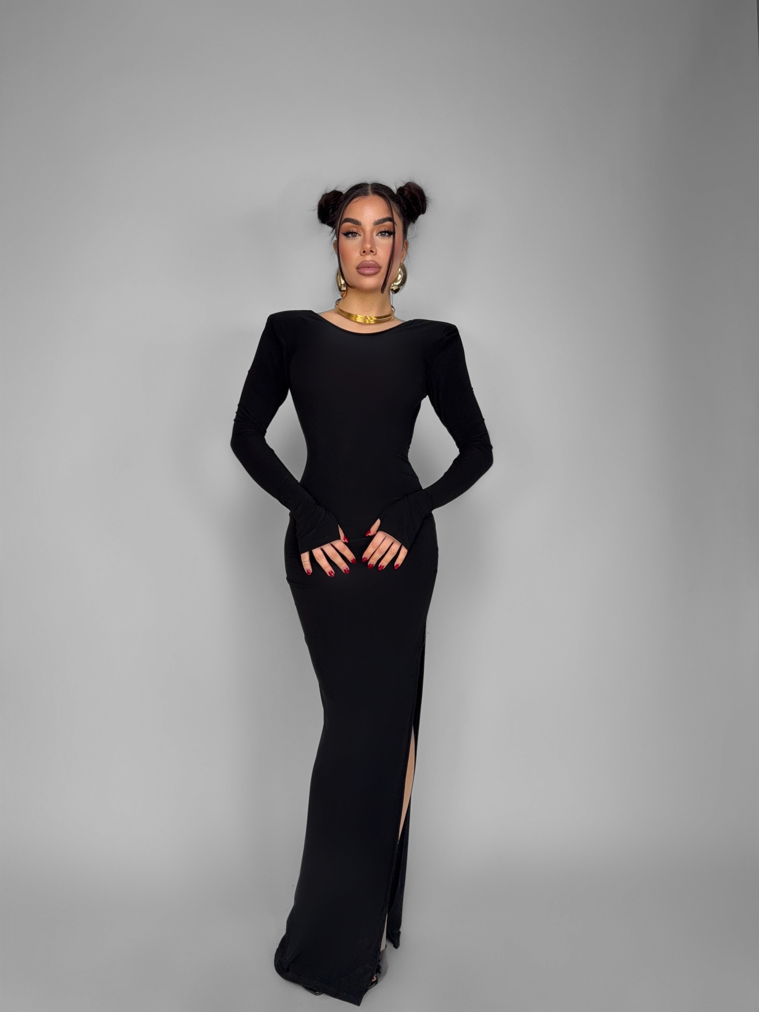 Abito Bare Back-Black