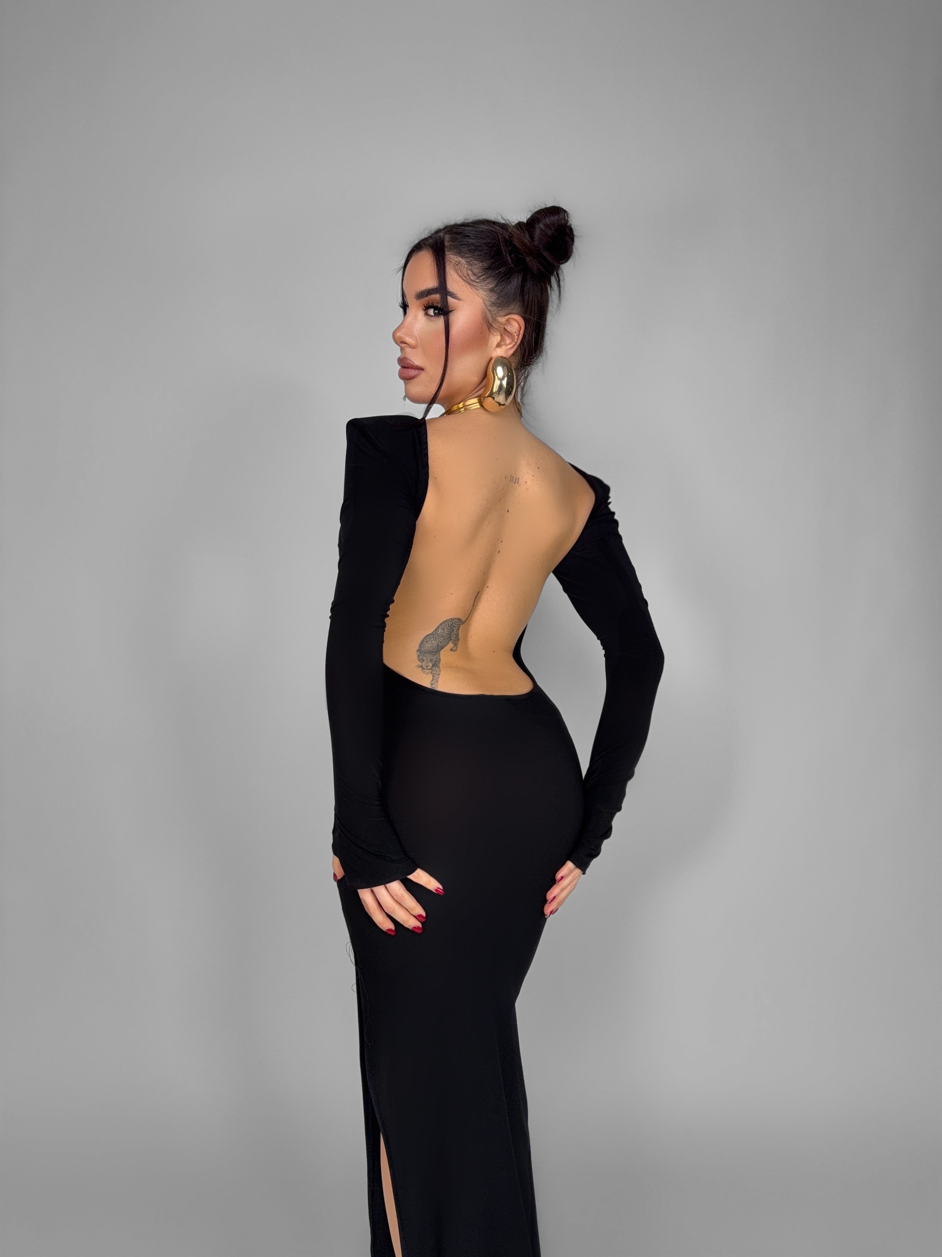 Abito Bare Back-Black
