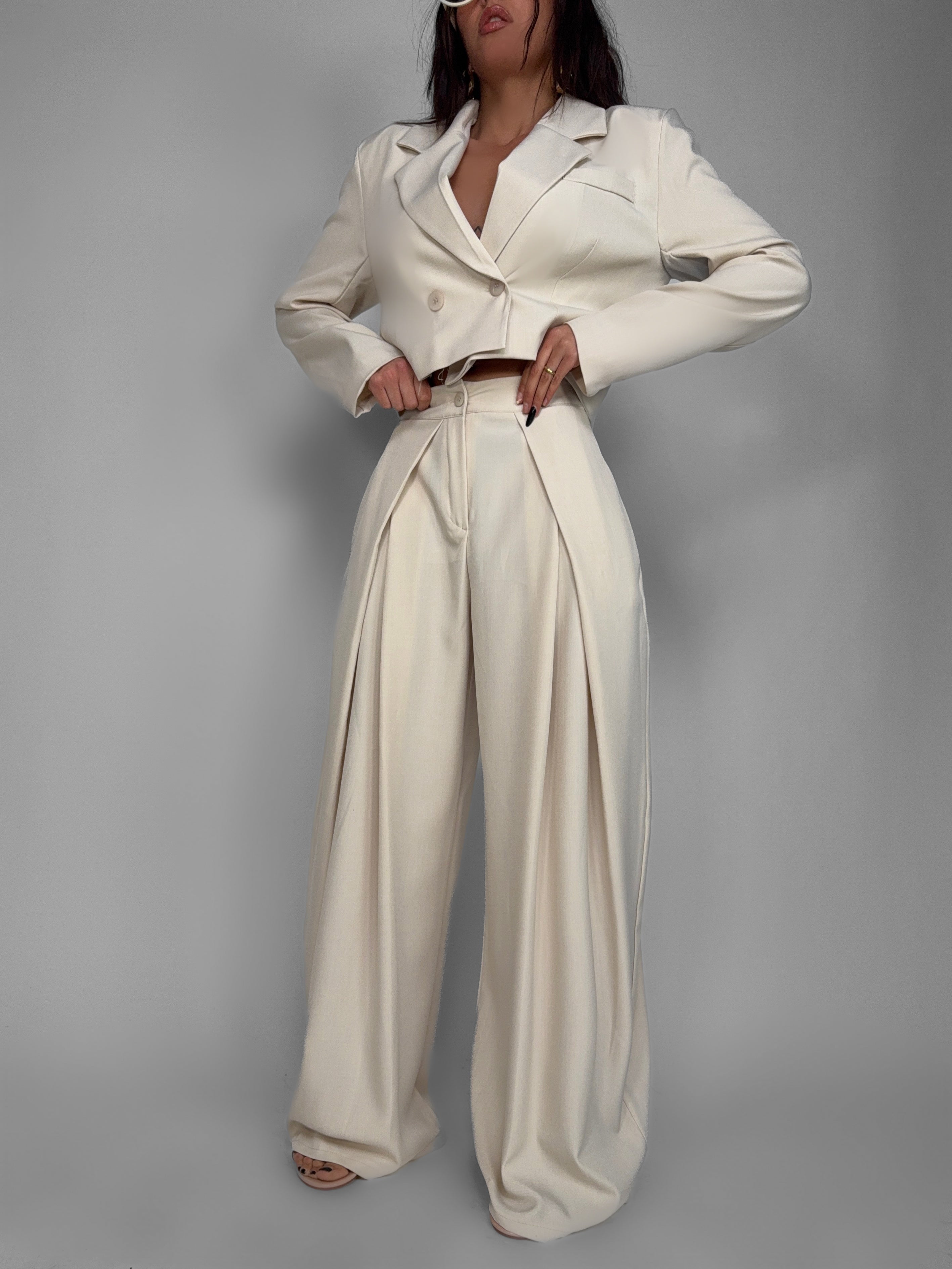 Pantalone Pleated-Beige