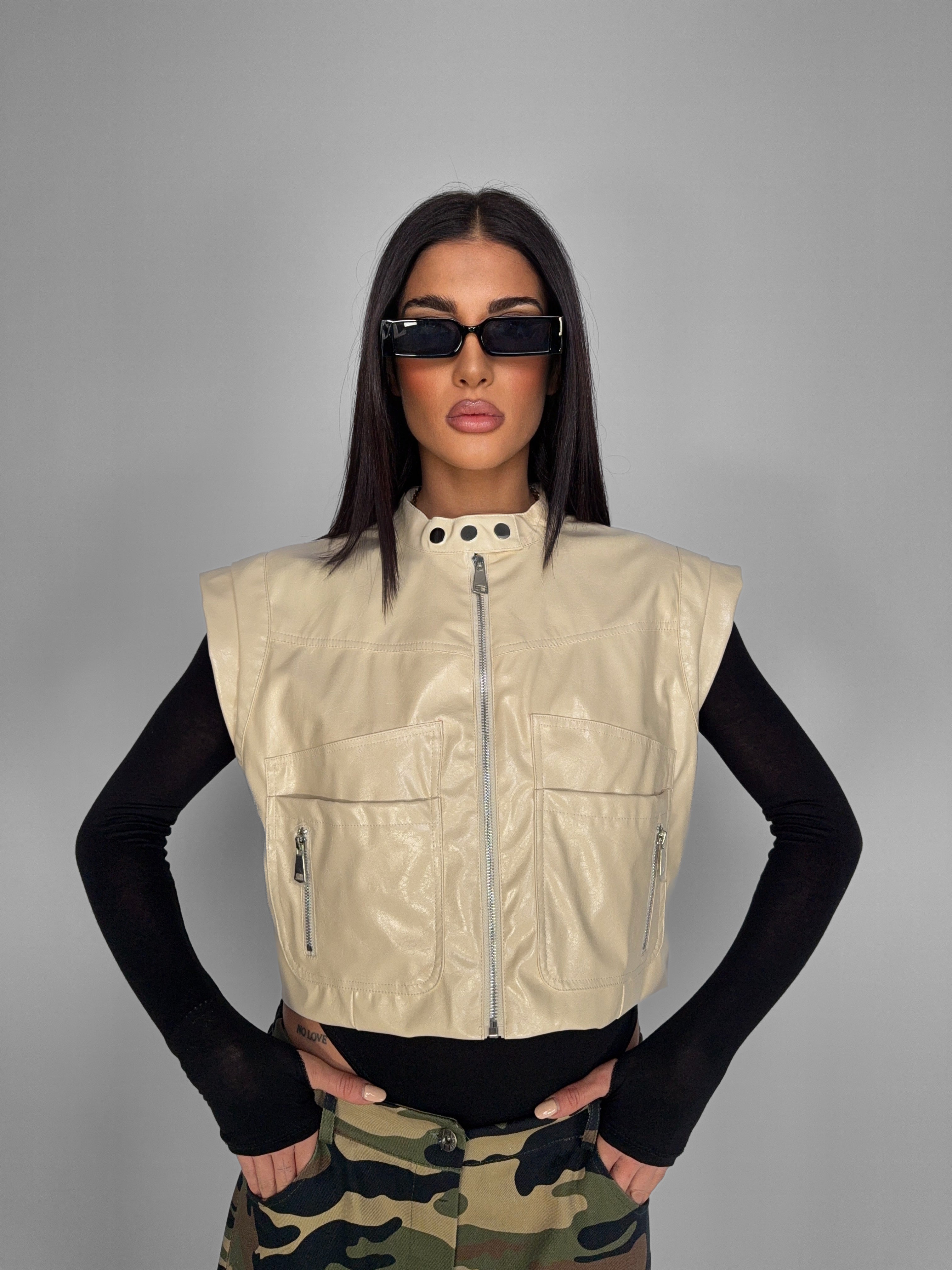 Gilet Shiny-Beige