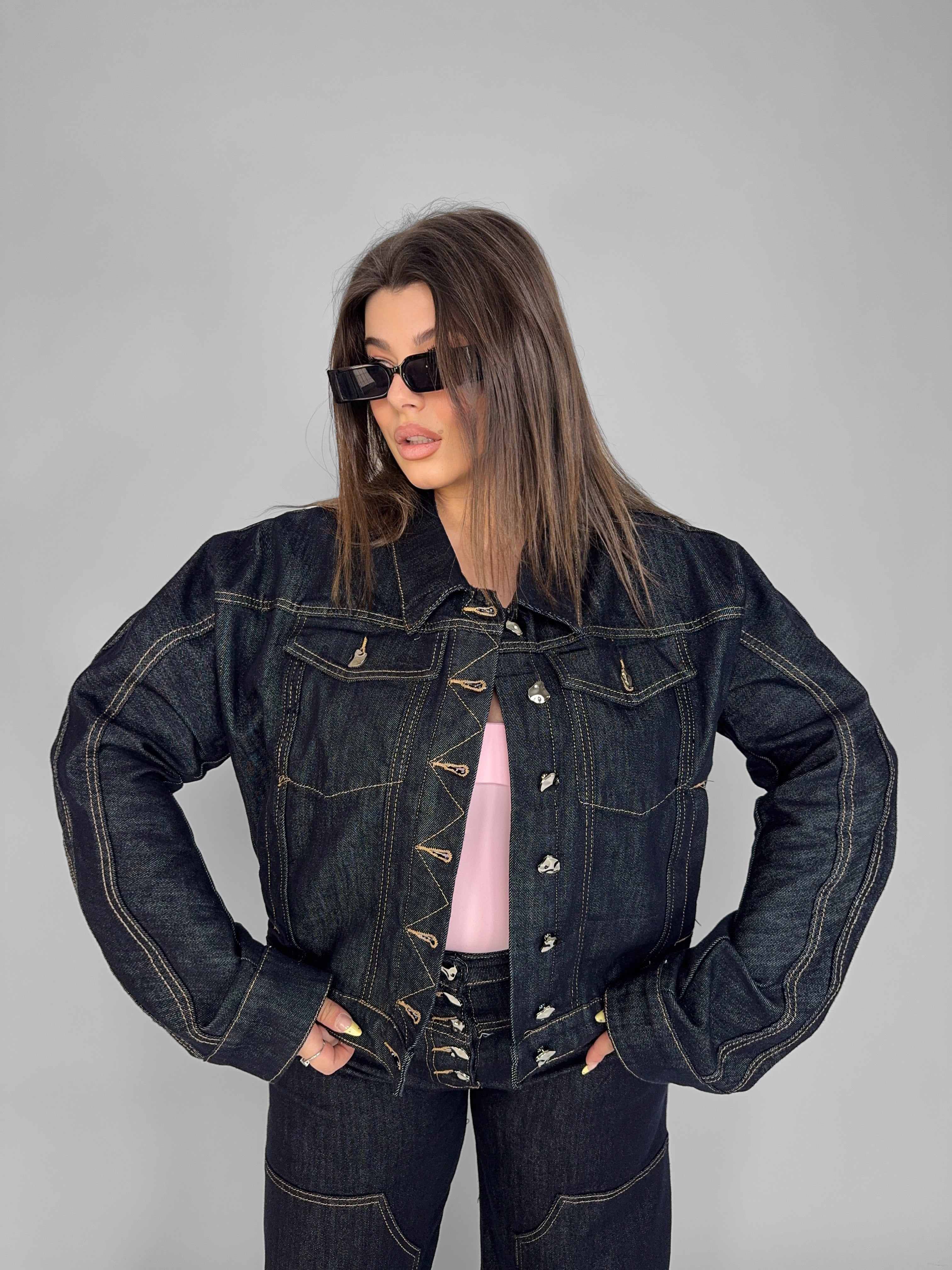 CURVY FIT - Giacca Crop Icon Button