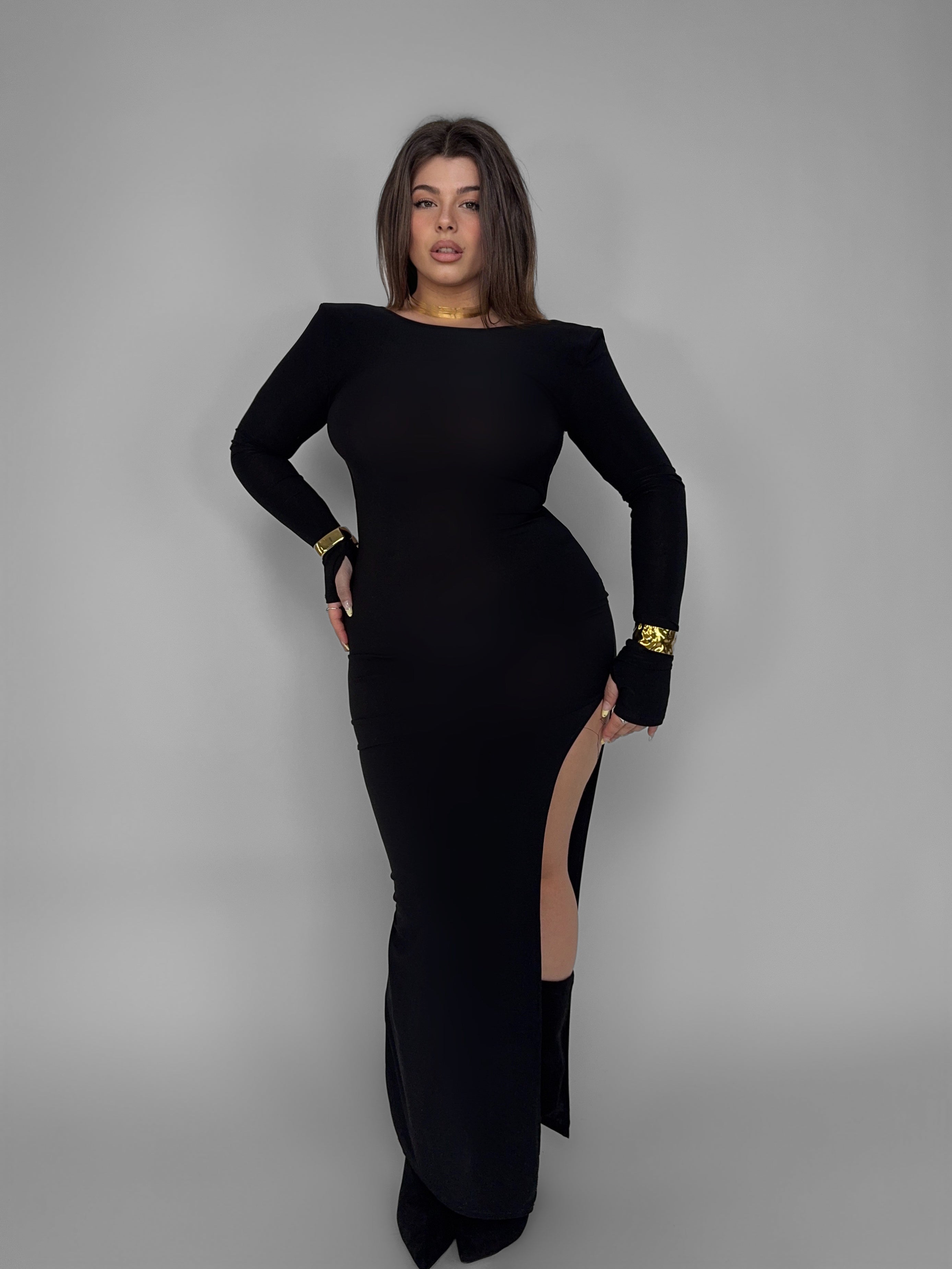 CURVY FIT - Abito Bare Back-Black