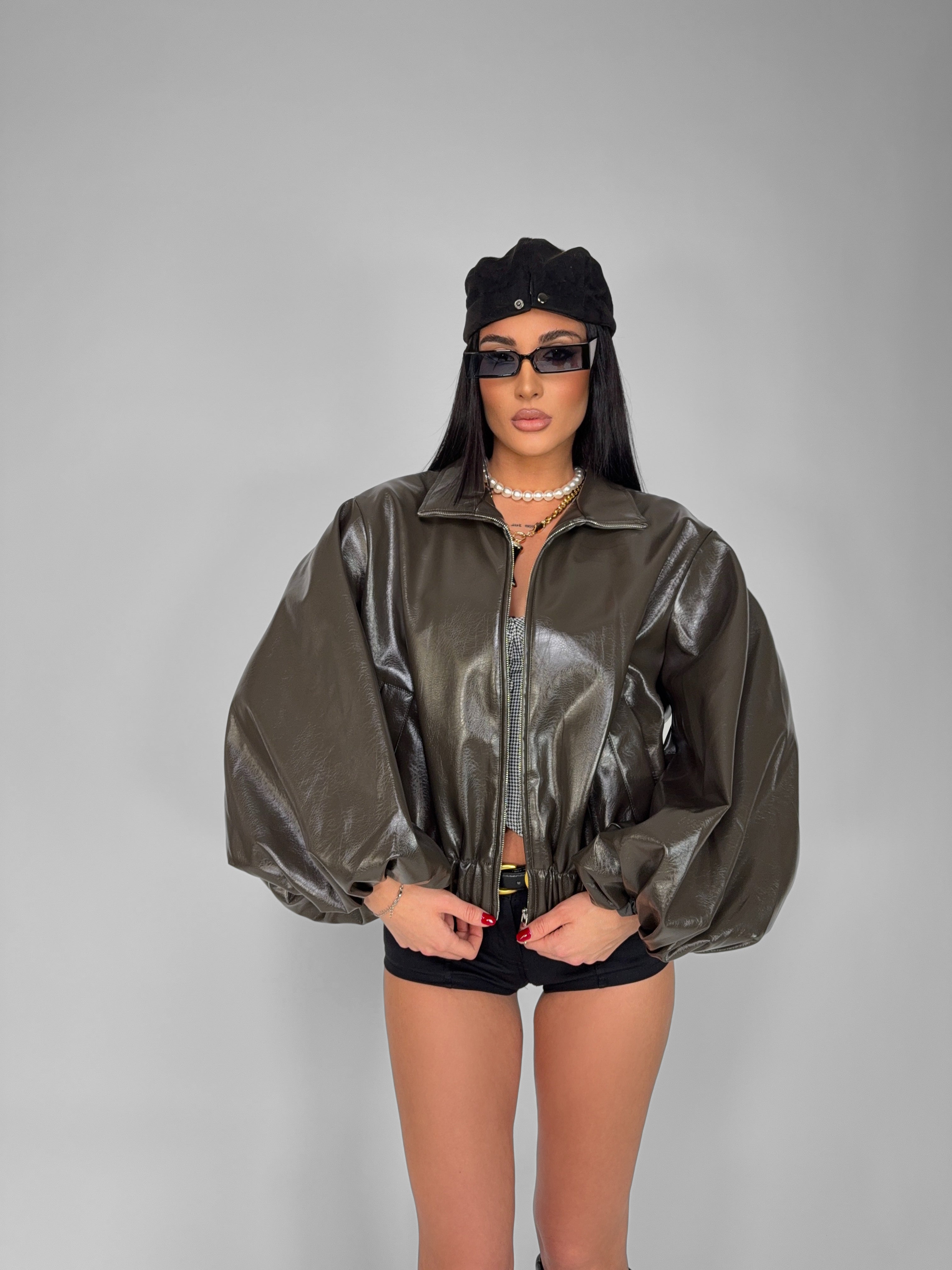 Glossy-Green Bomber Jacket