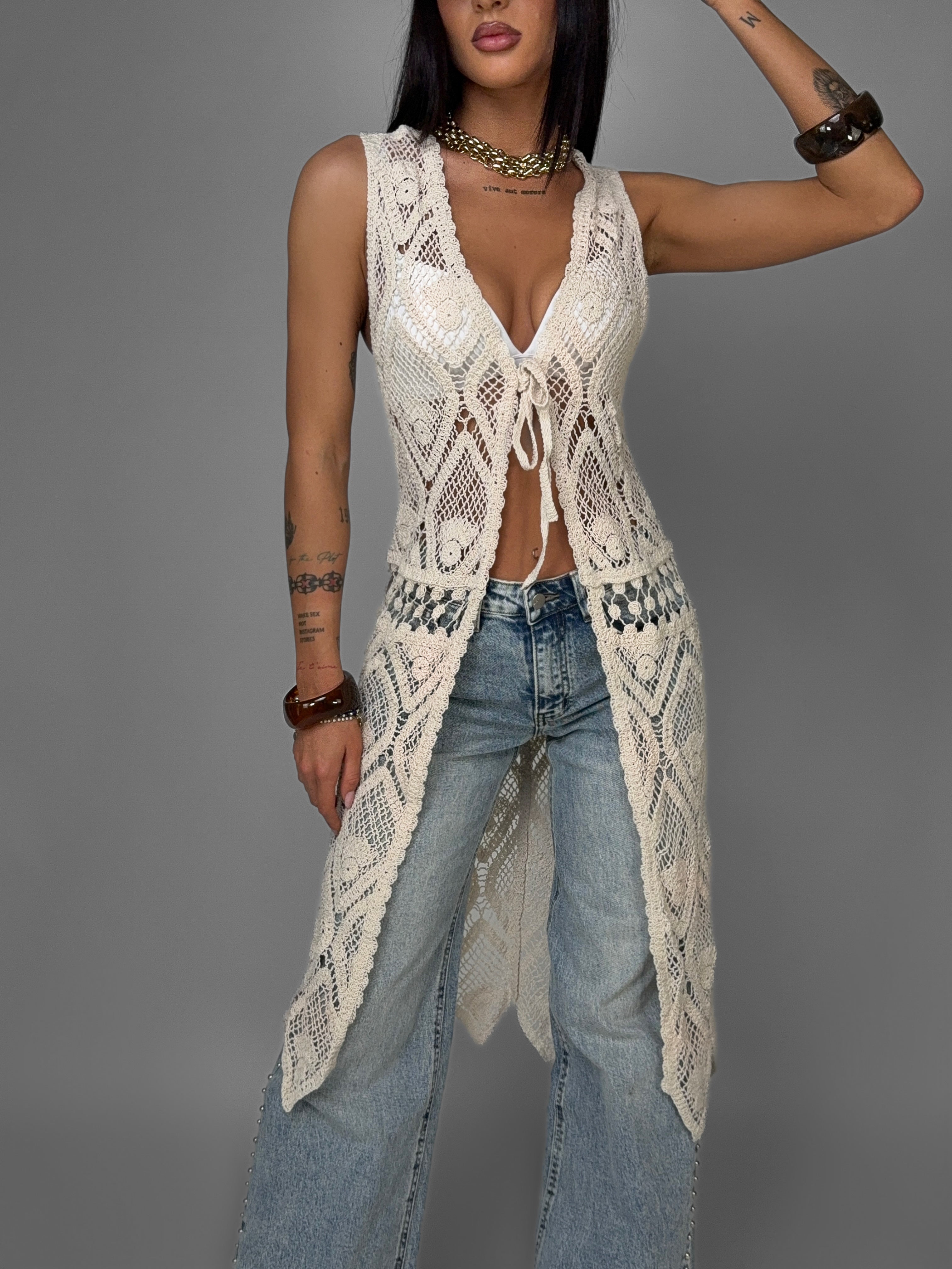 Gilet Ethnic Style-Beige