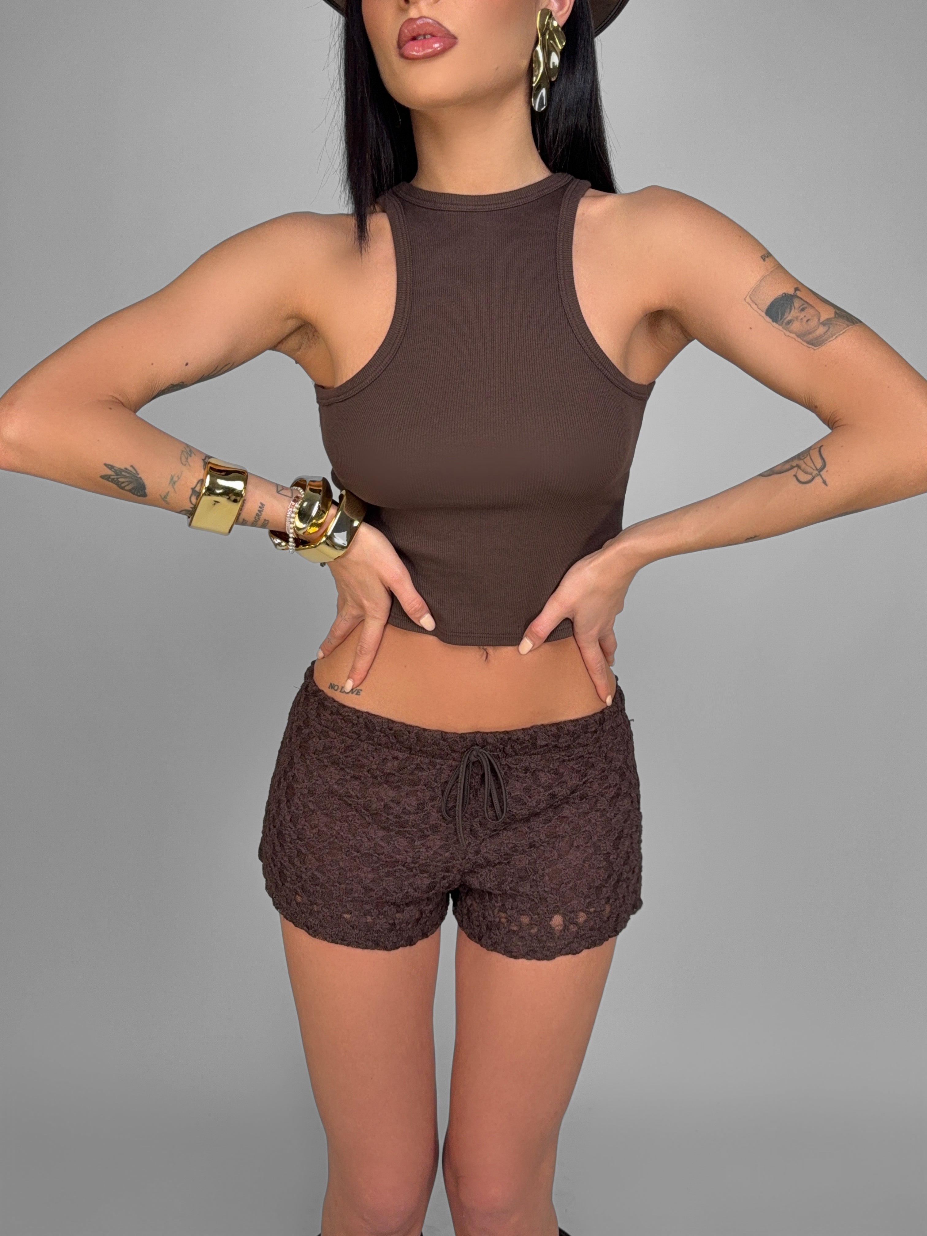 Shorts Classic Lace-Brown