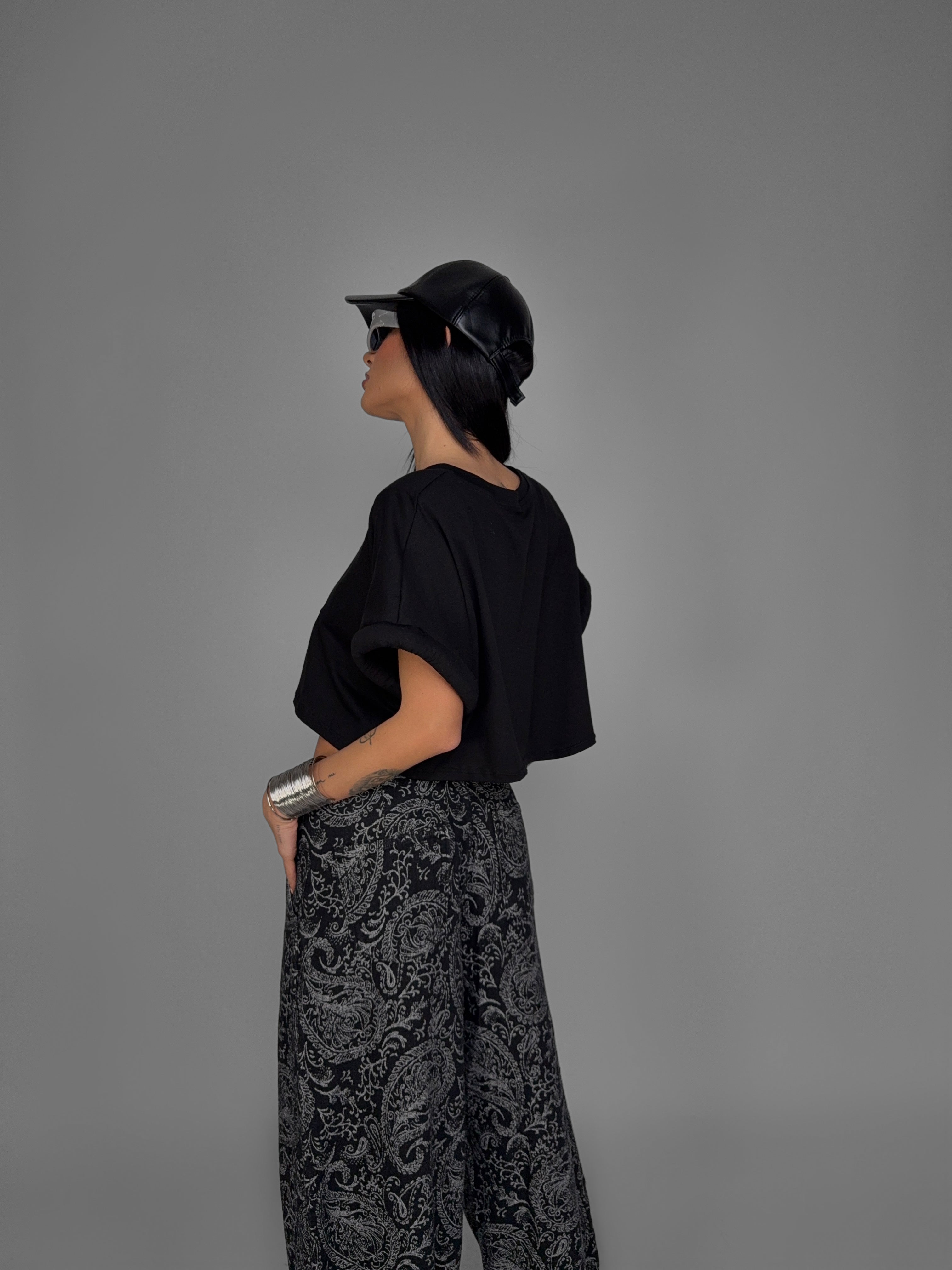 Maglia Structured Crop-Black