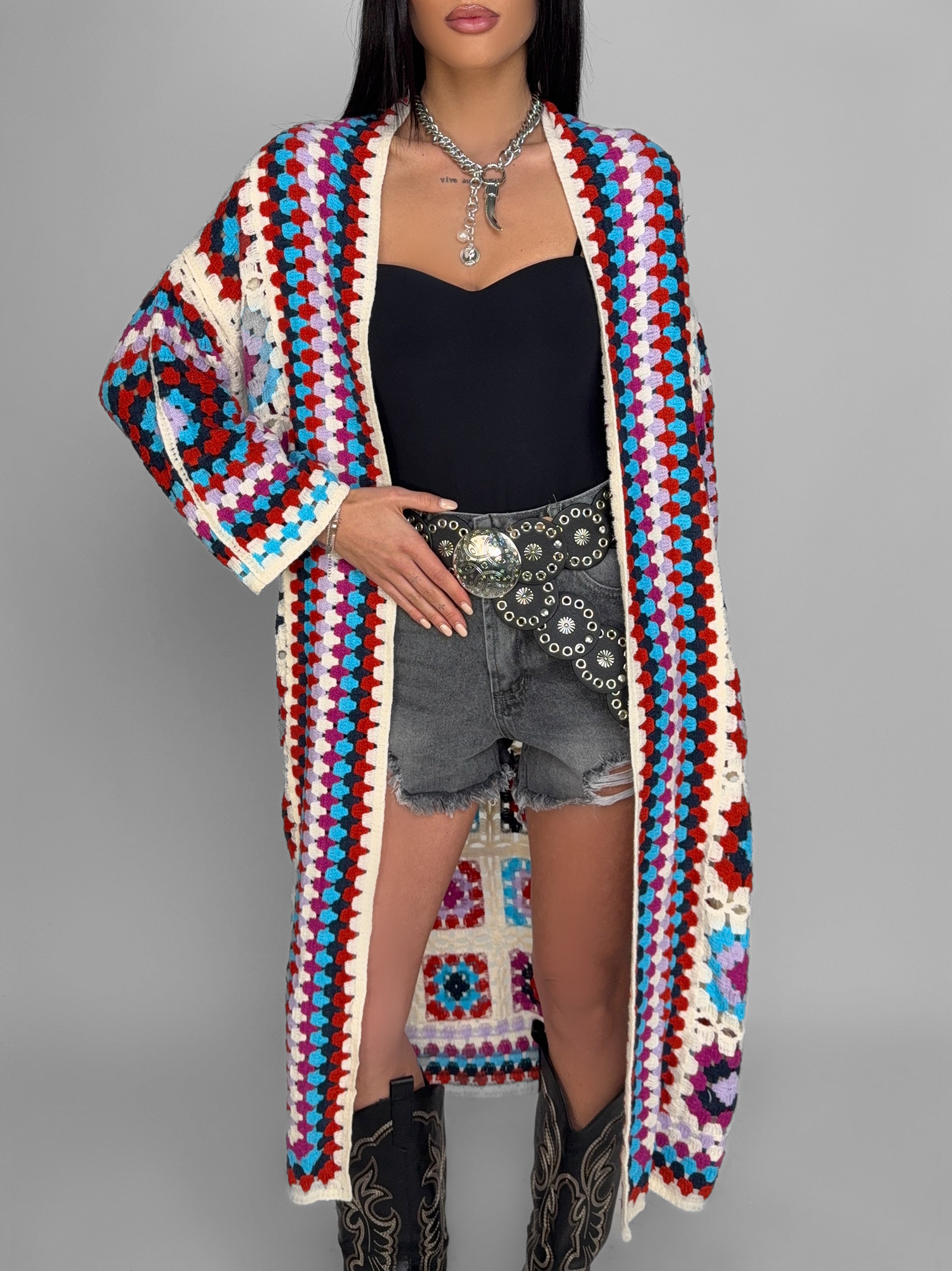 Maxi Cardigan Tribal Crochet