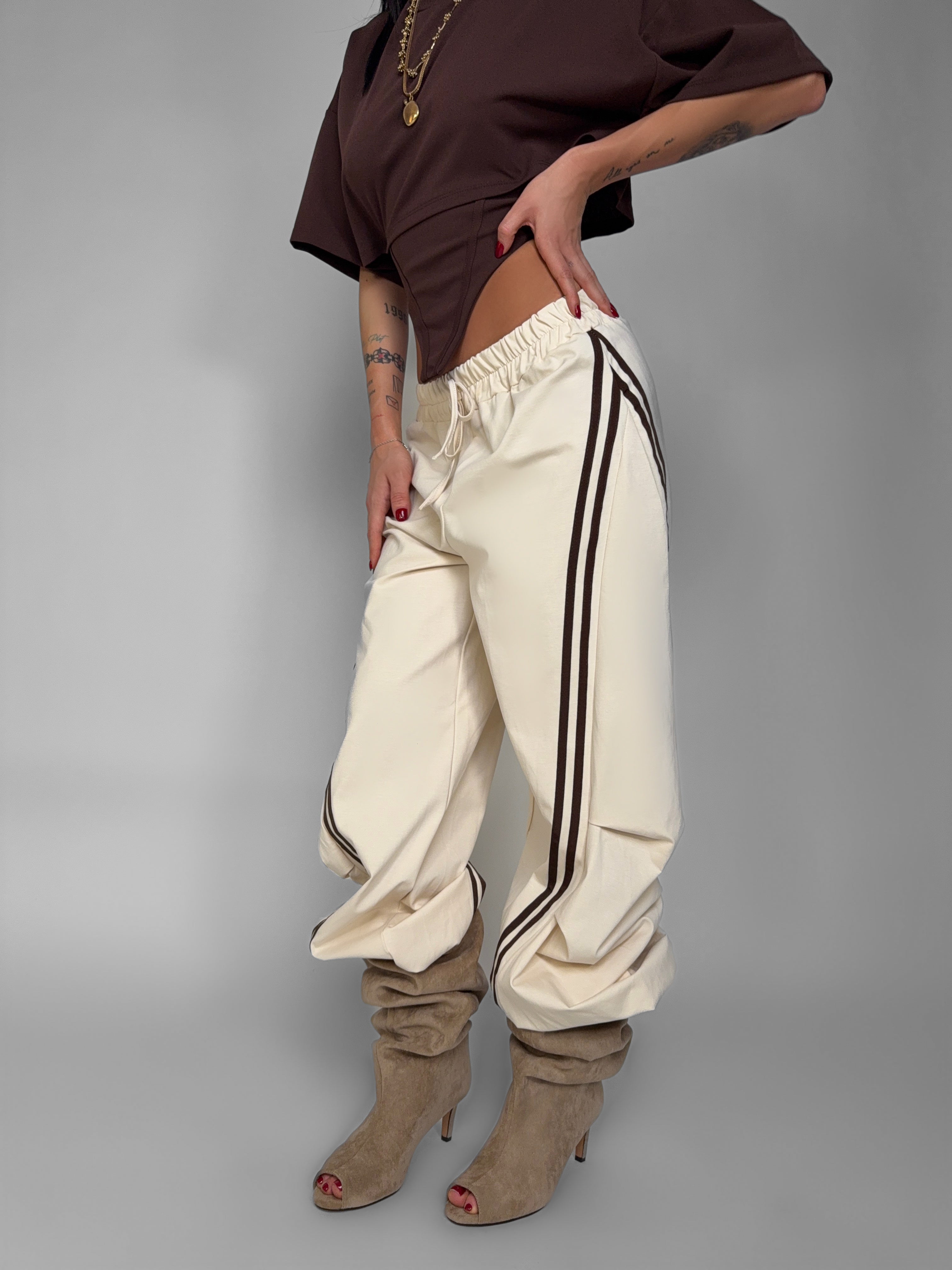 Pantalone Stripe Chic-Beige
