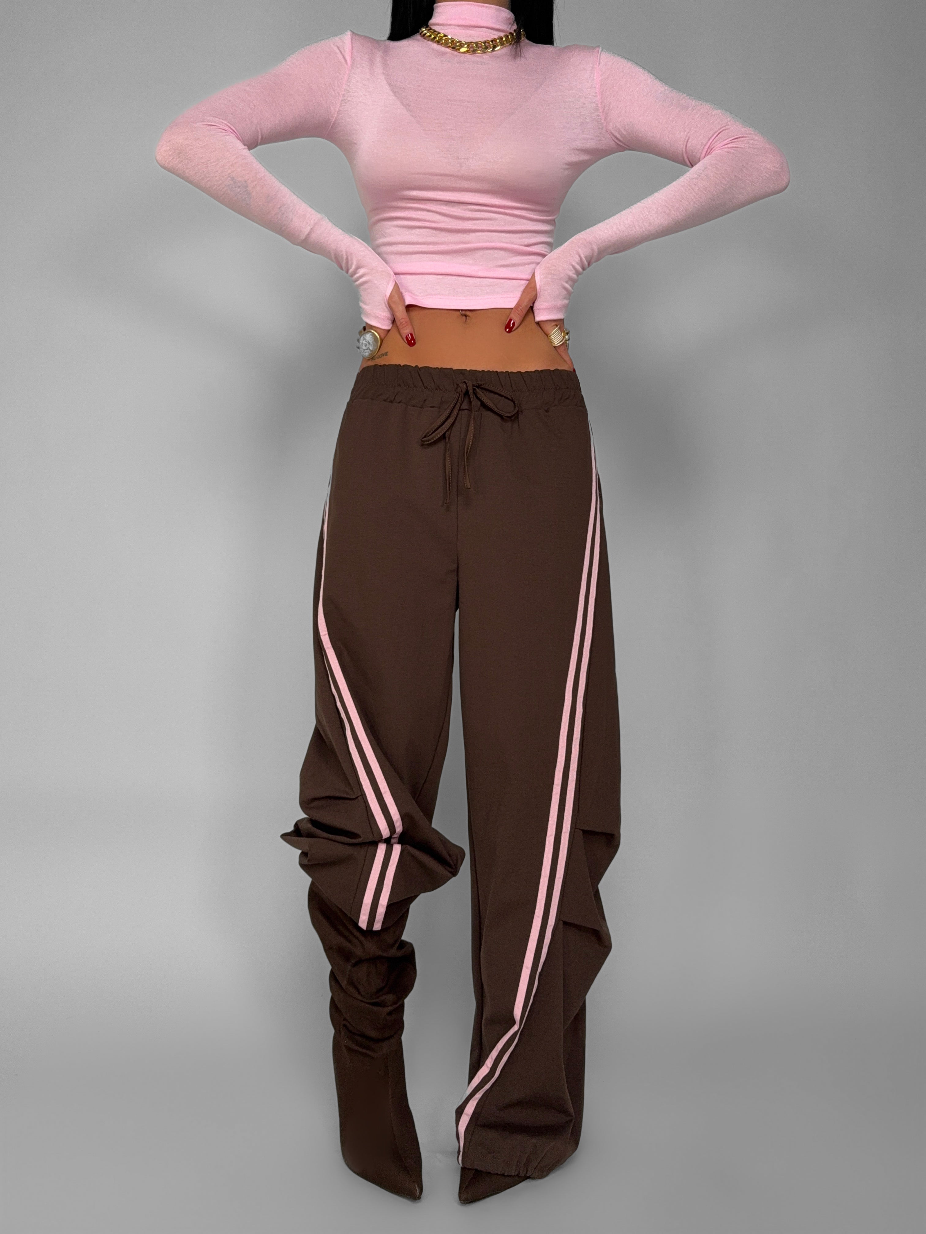 Pantalone Stripe Chic-Brown