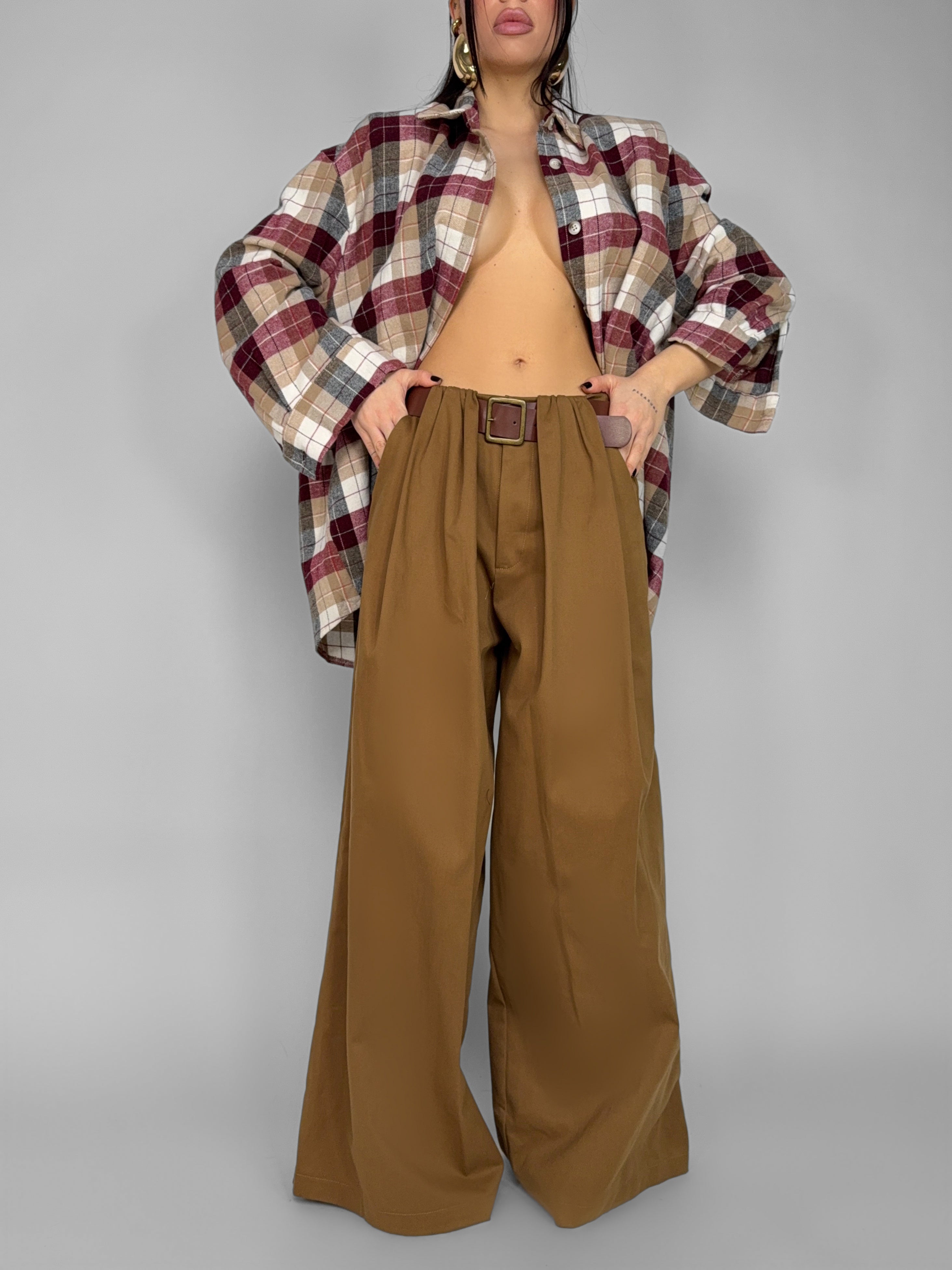 Pantalone Line Fit-Brown