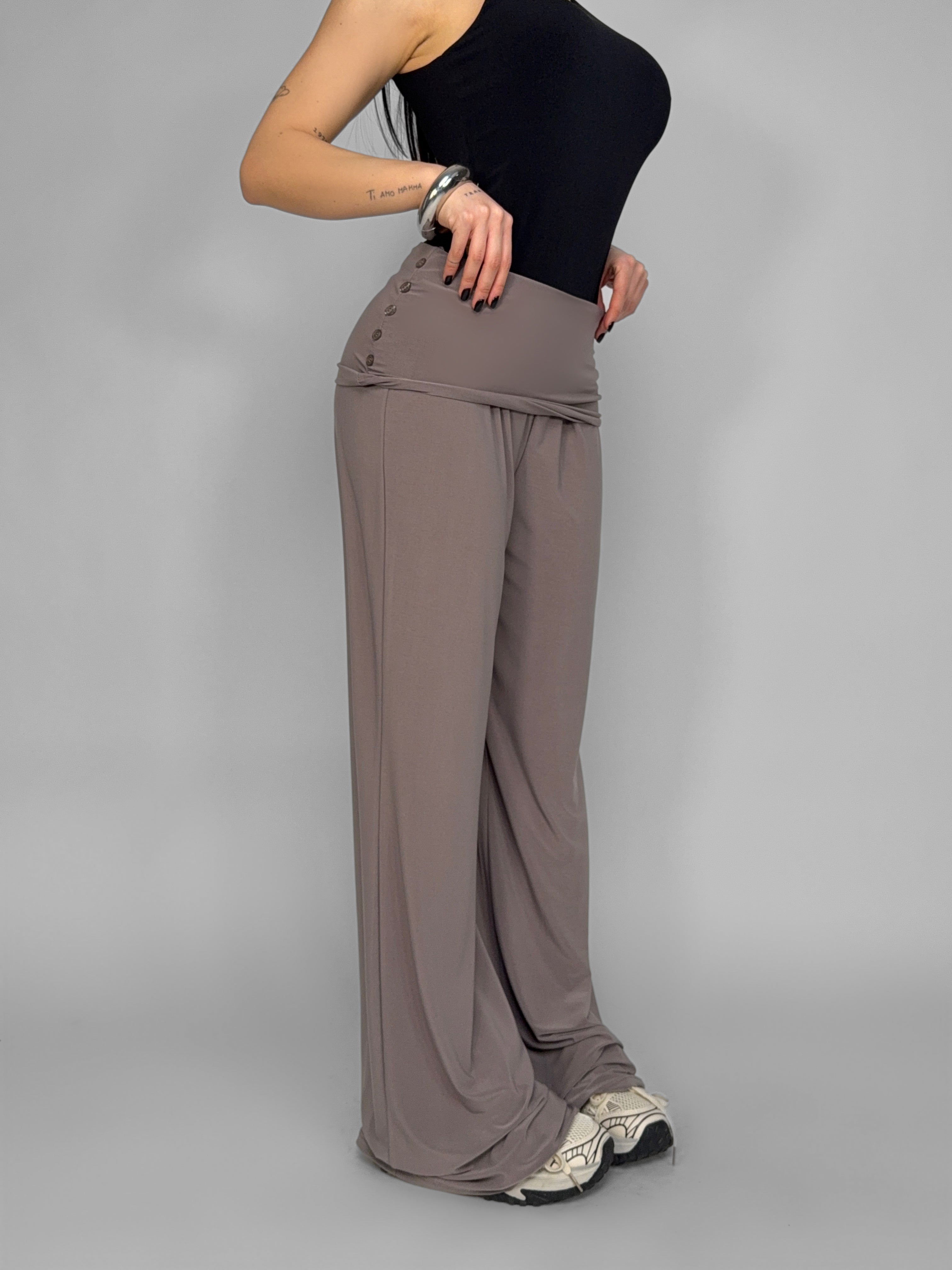 Pantalone Side Button-Fango