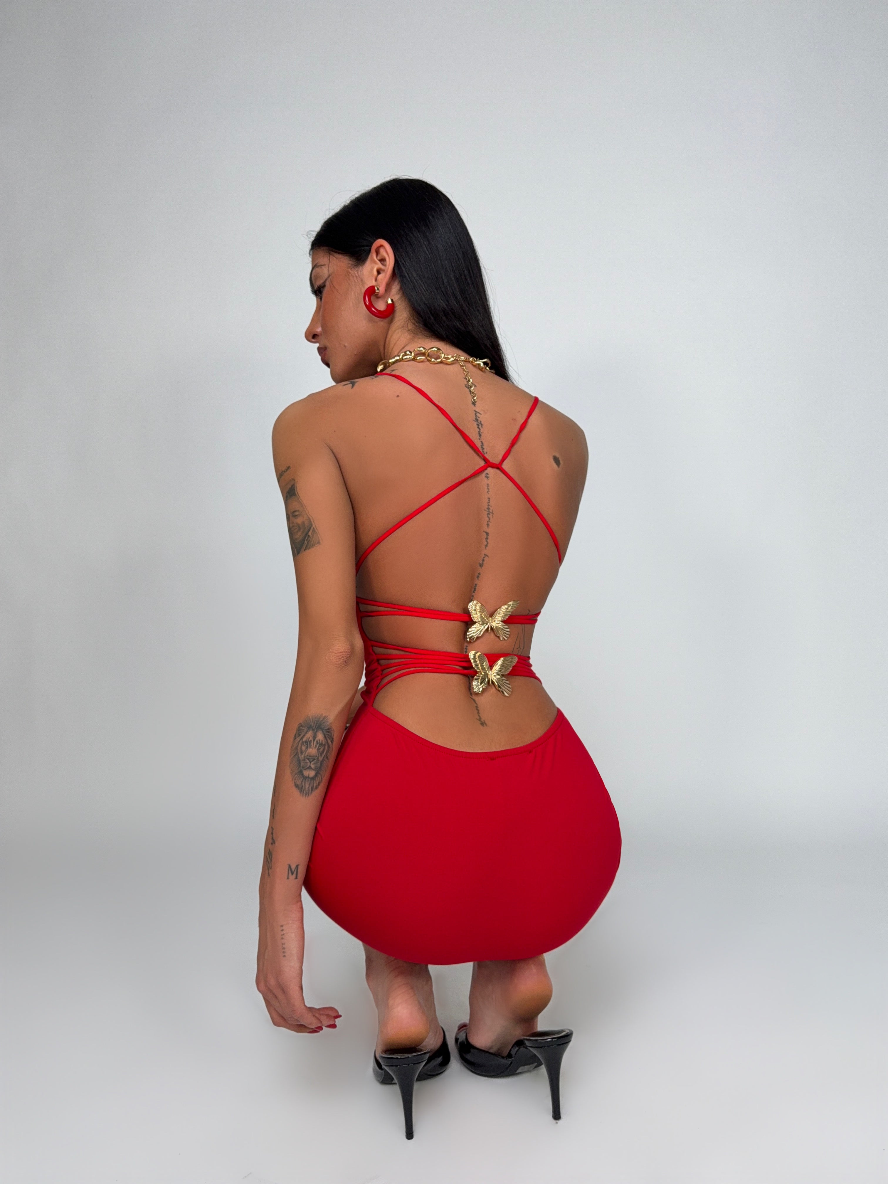 Abito Butterfly Back-Red