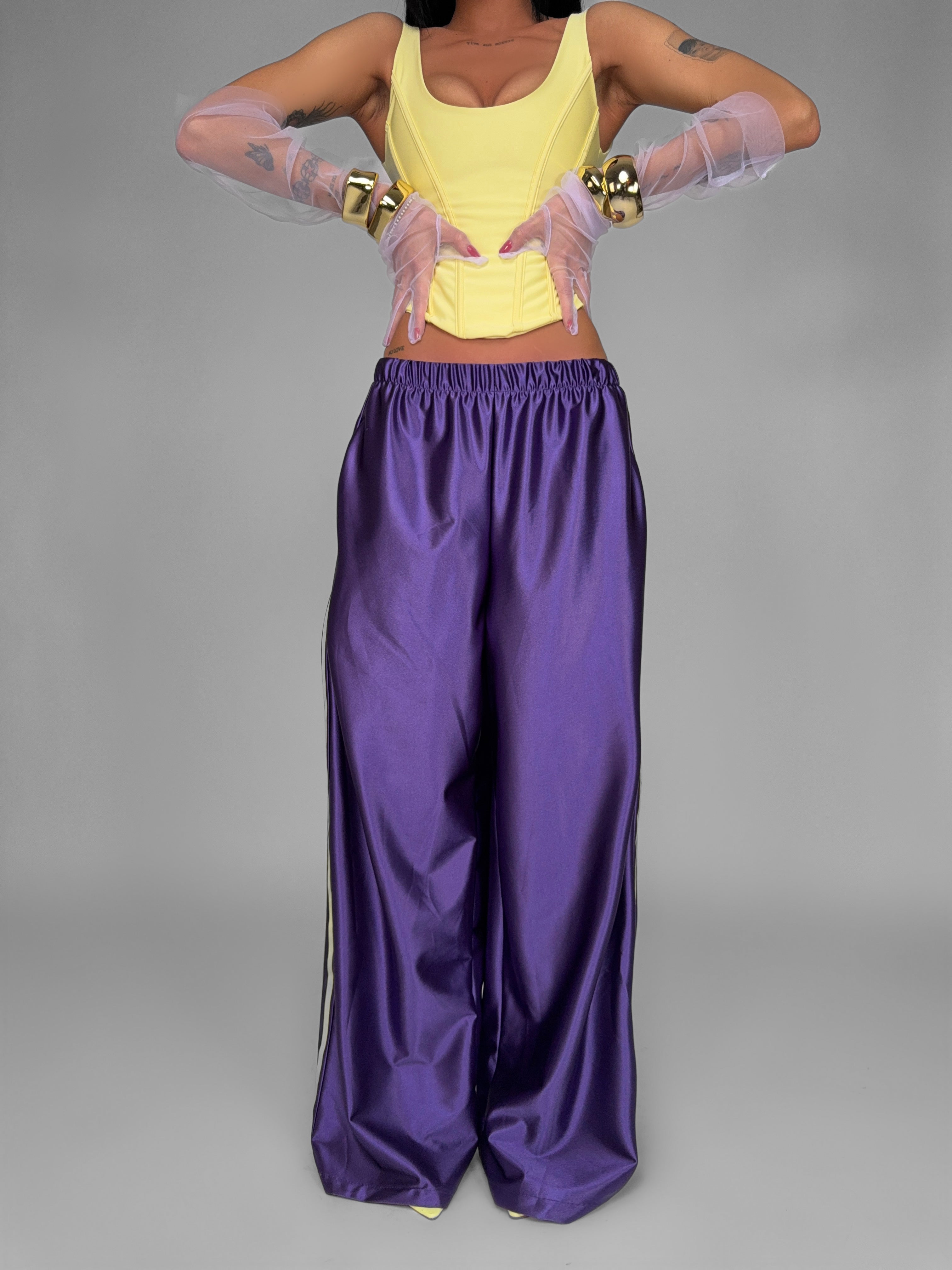 Pantalone Shiny Side-Viola