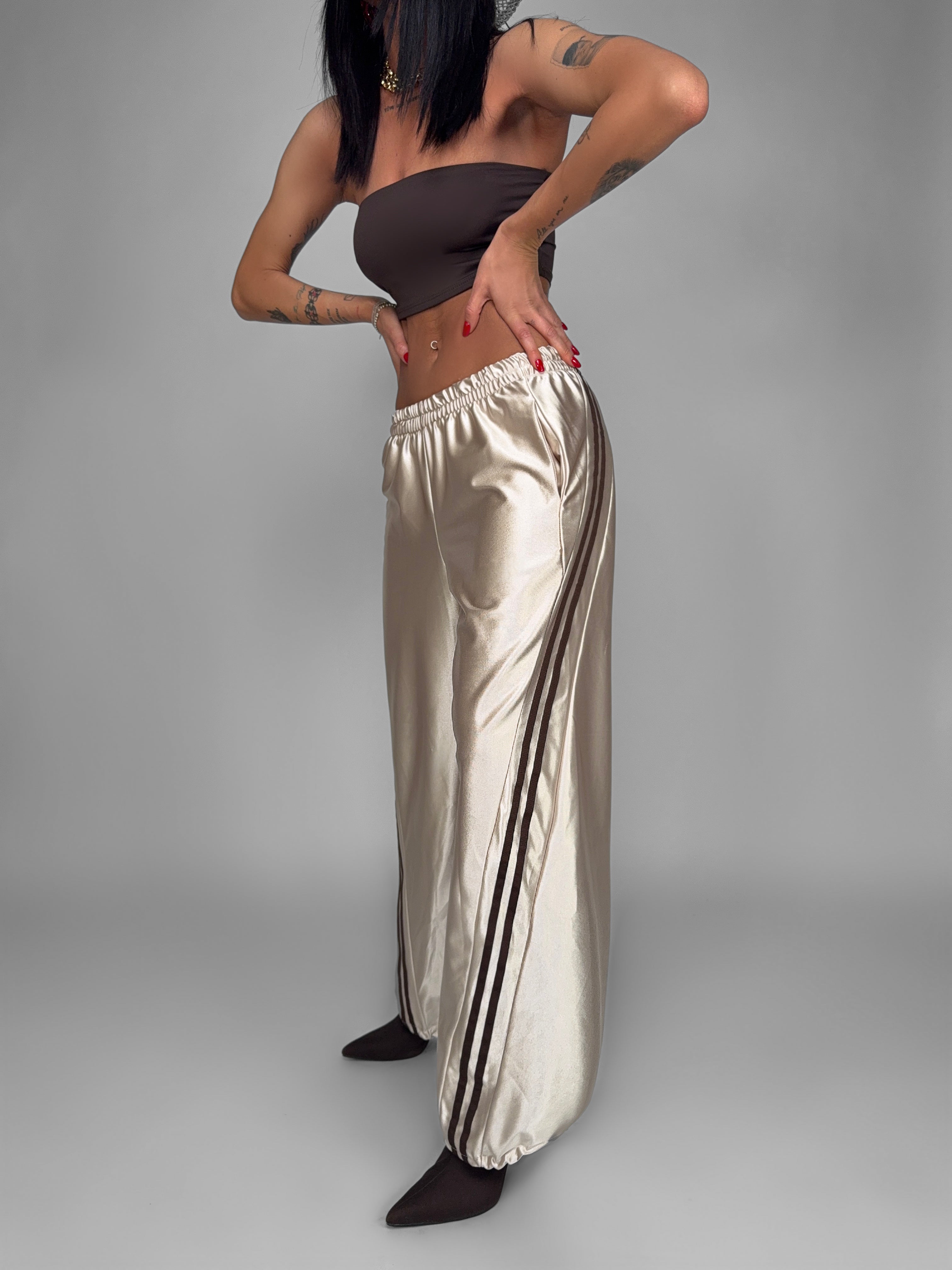 Pantalone Glossy Cuffed-Beige