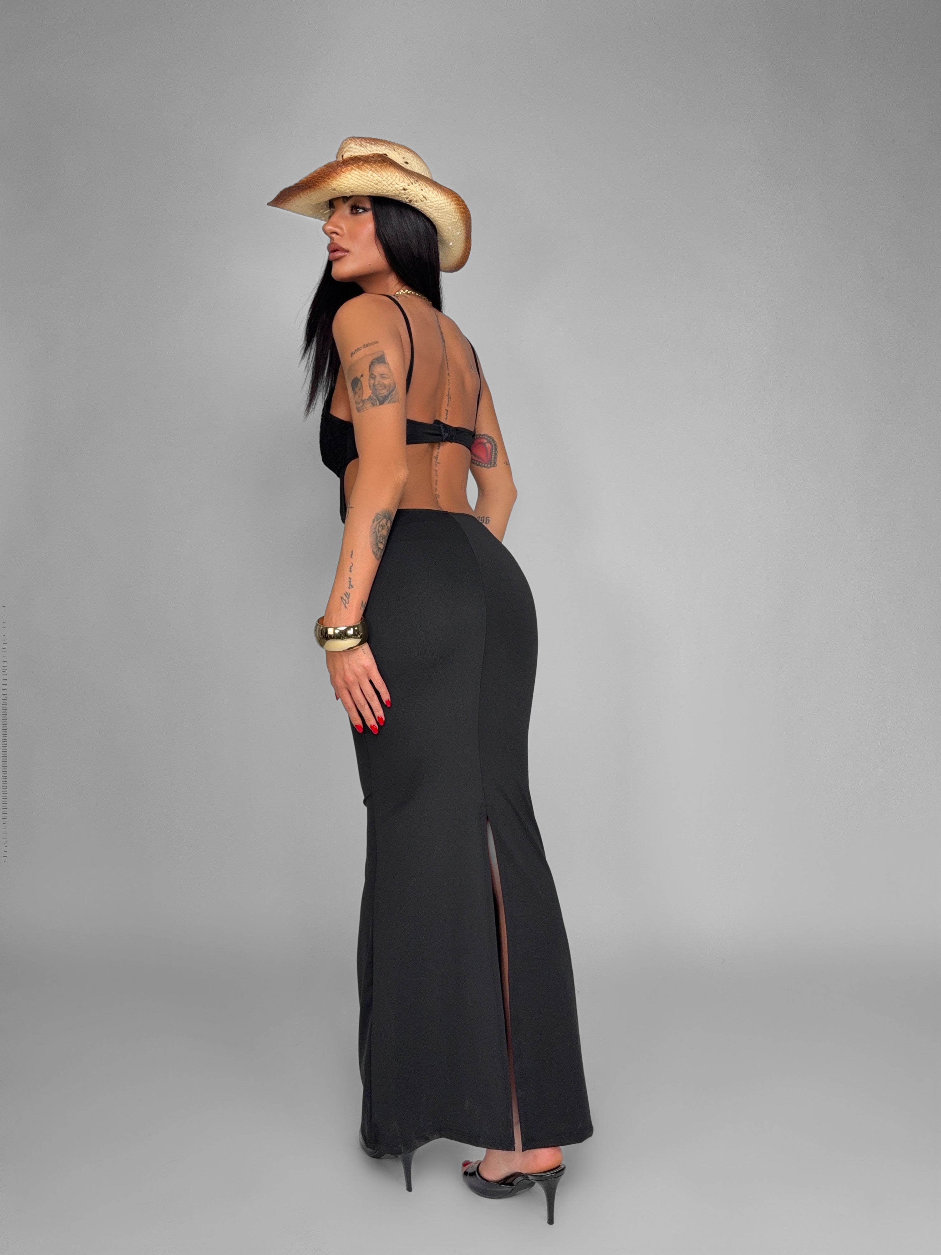 Abito Lace Ring Detail-Black