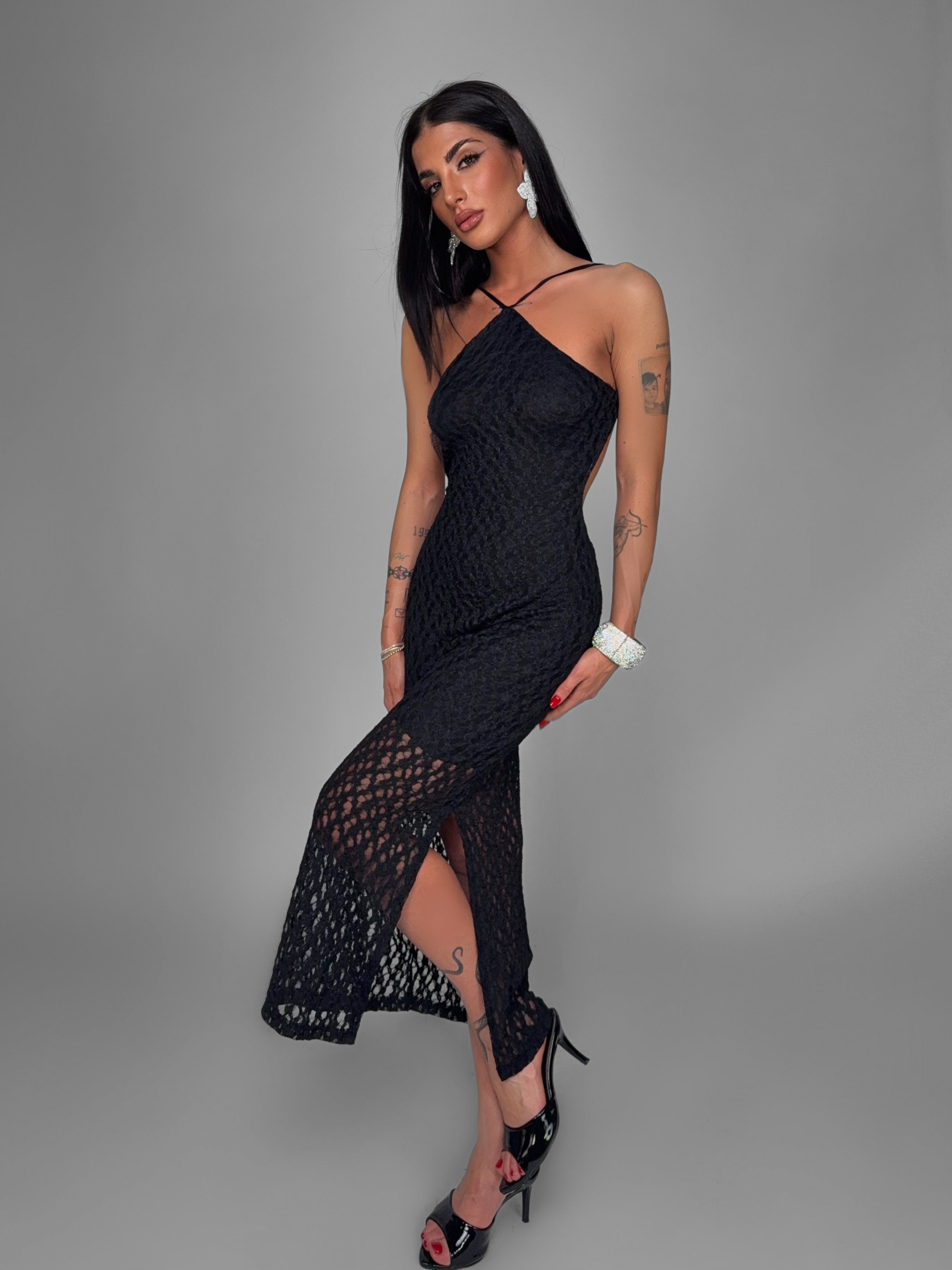 Abito Lace Glow-Black
