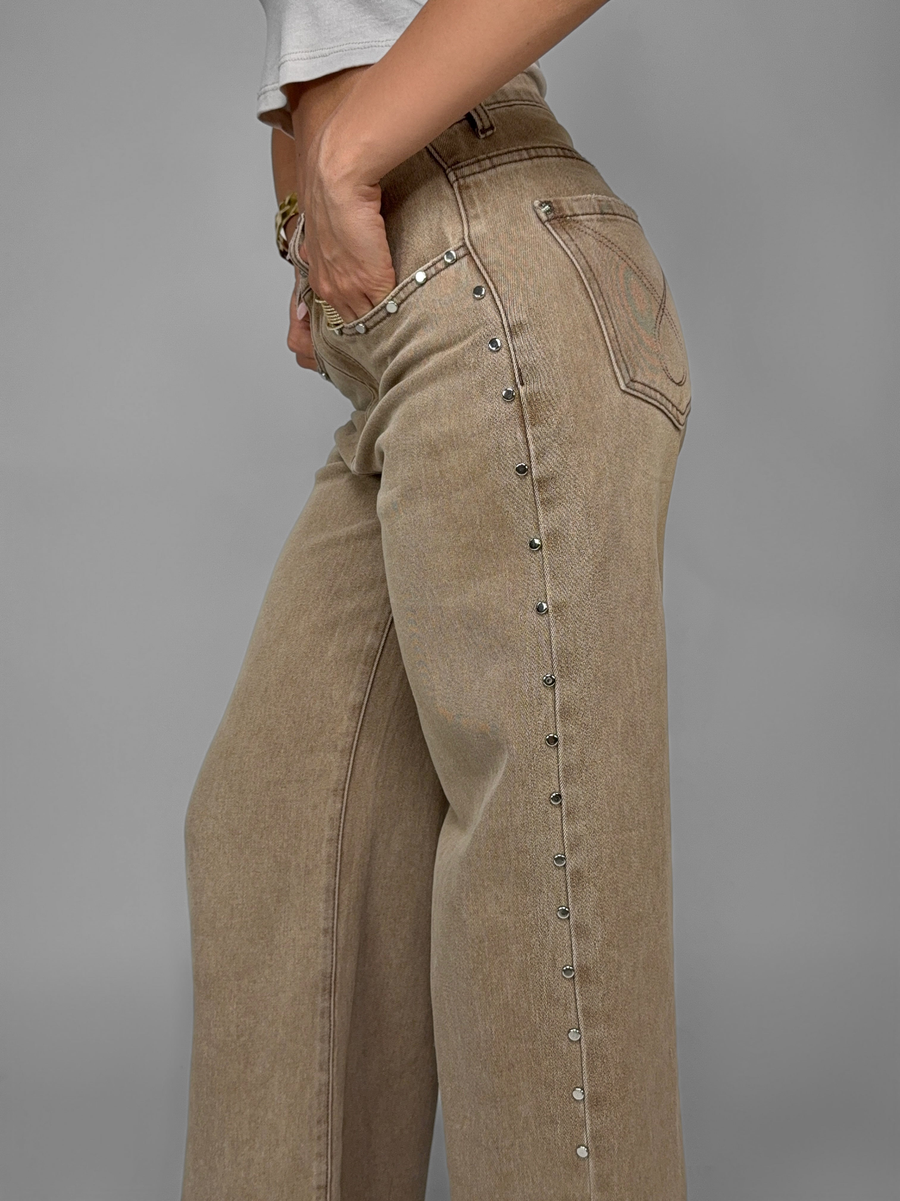 Jeans Beige Stud