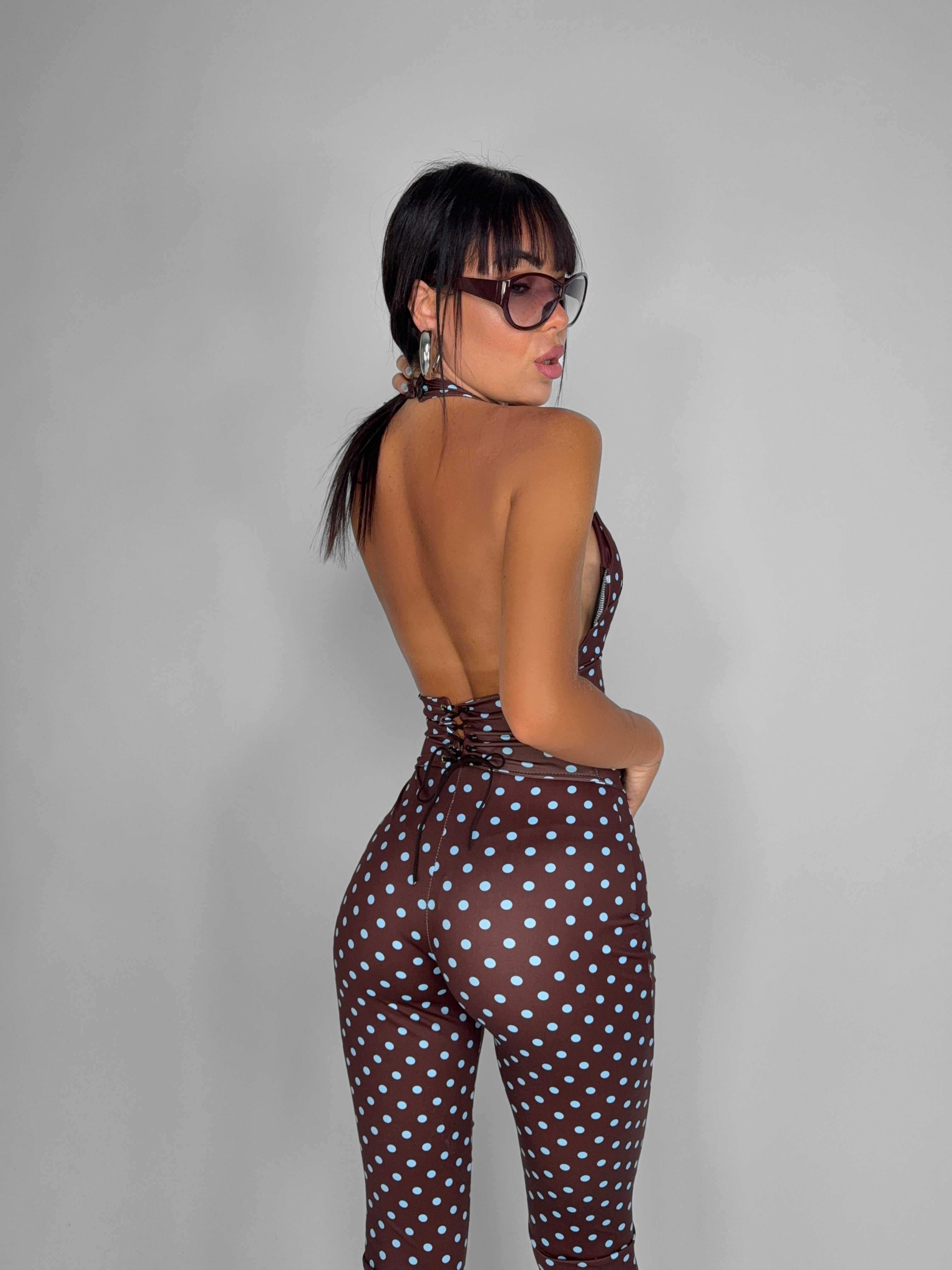 Dot Icon Jumpsuit - Brown