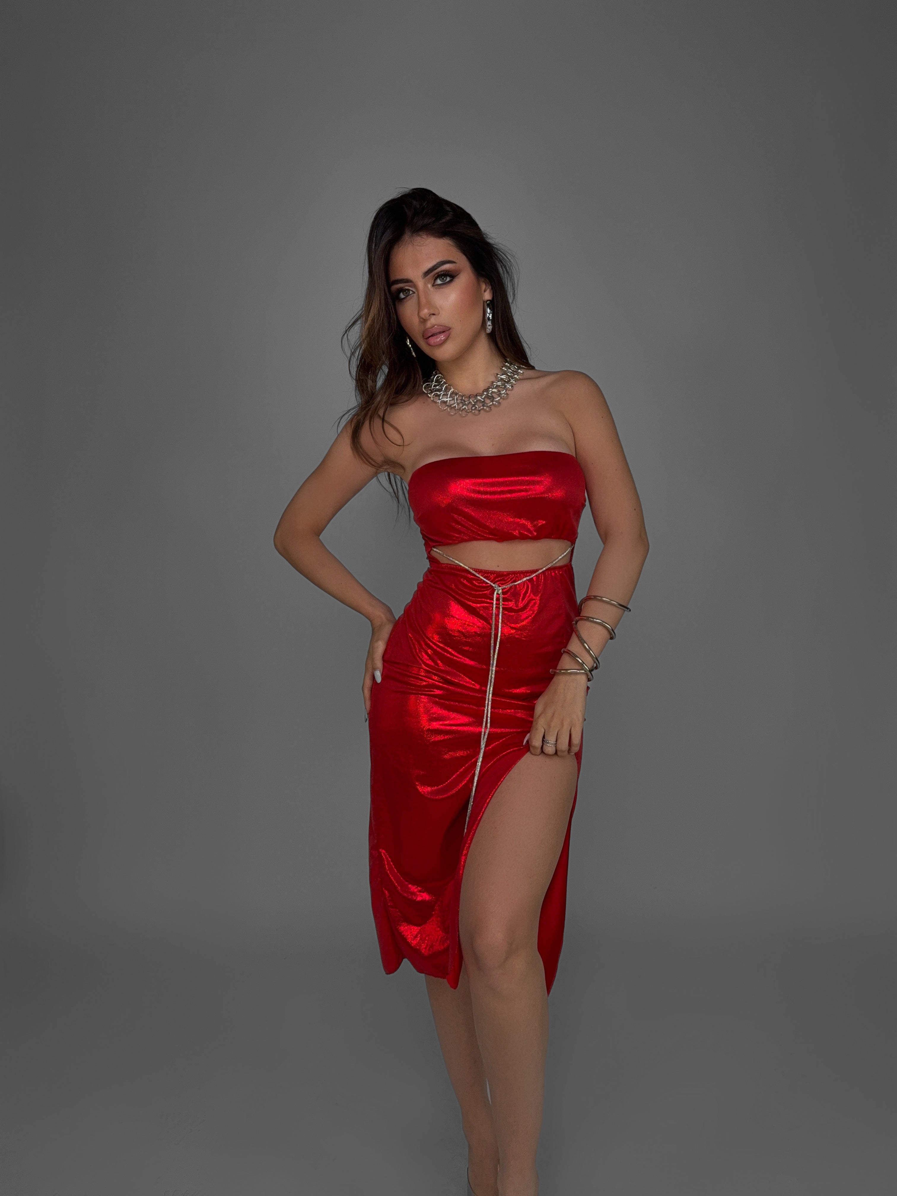 Abito Luxe Shine-Red