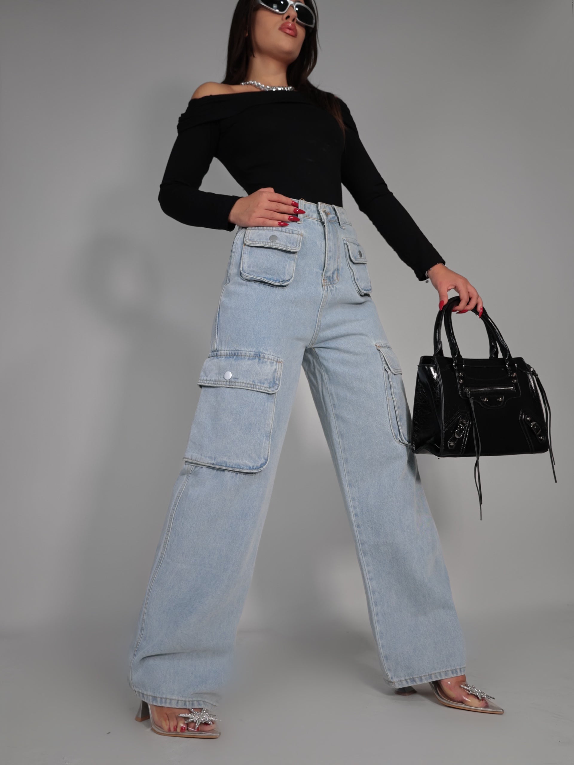 Jeans Cargo Detail - Denim