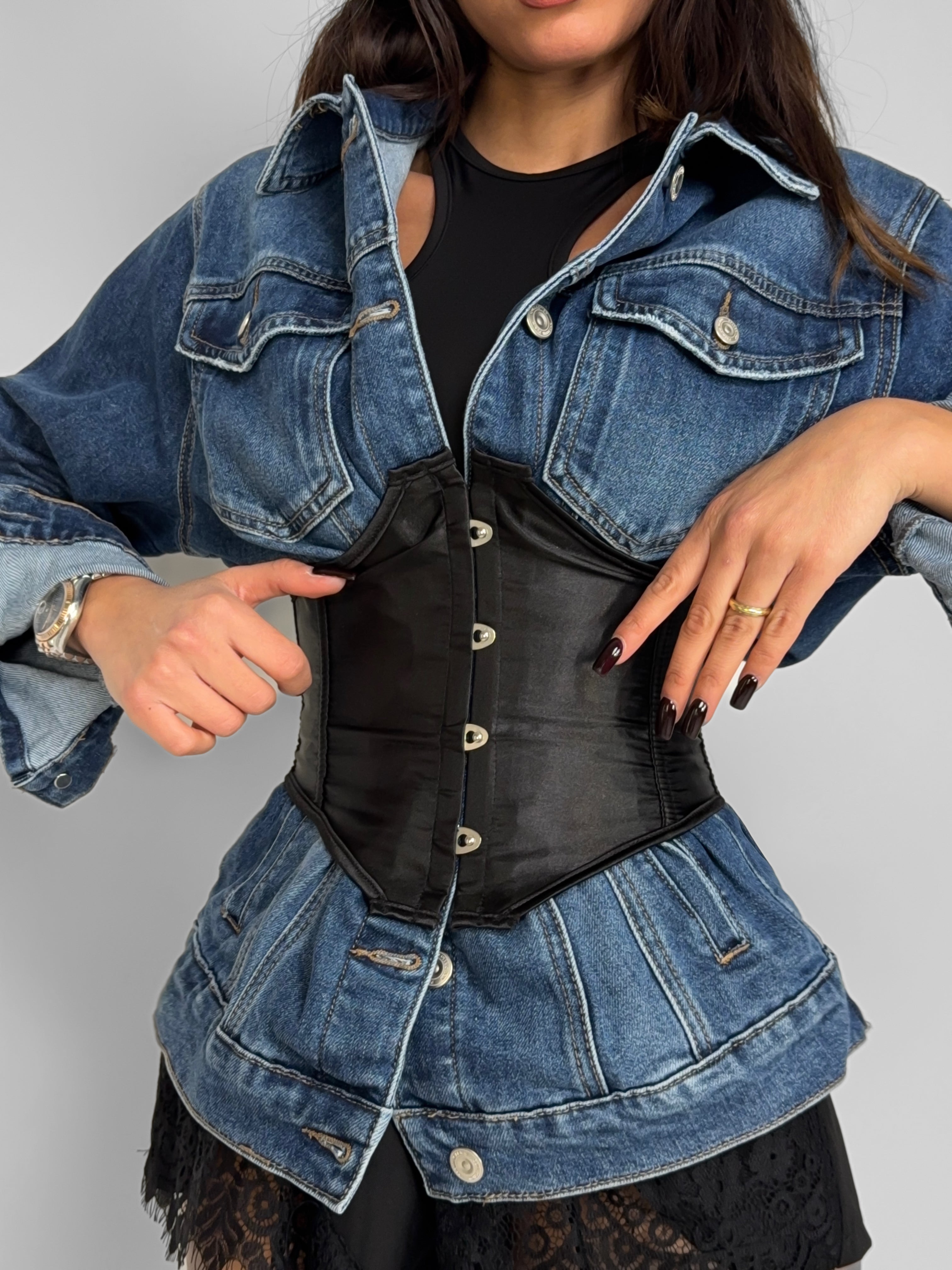 Cintura Corset Satin Black