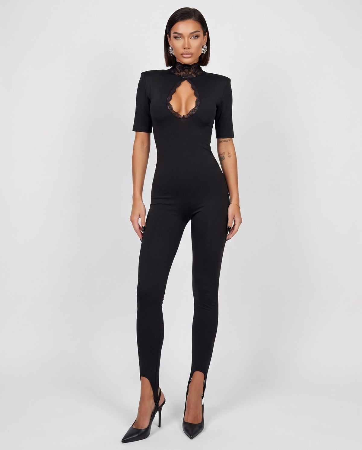 Jumpsuit Lace Keyhole-Black