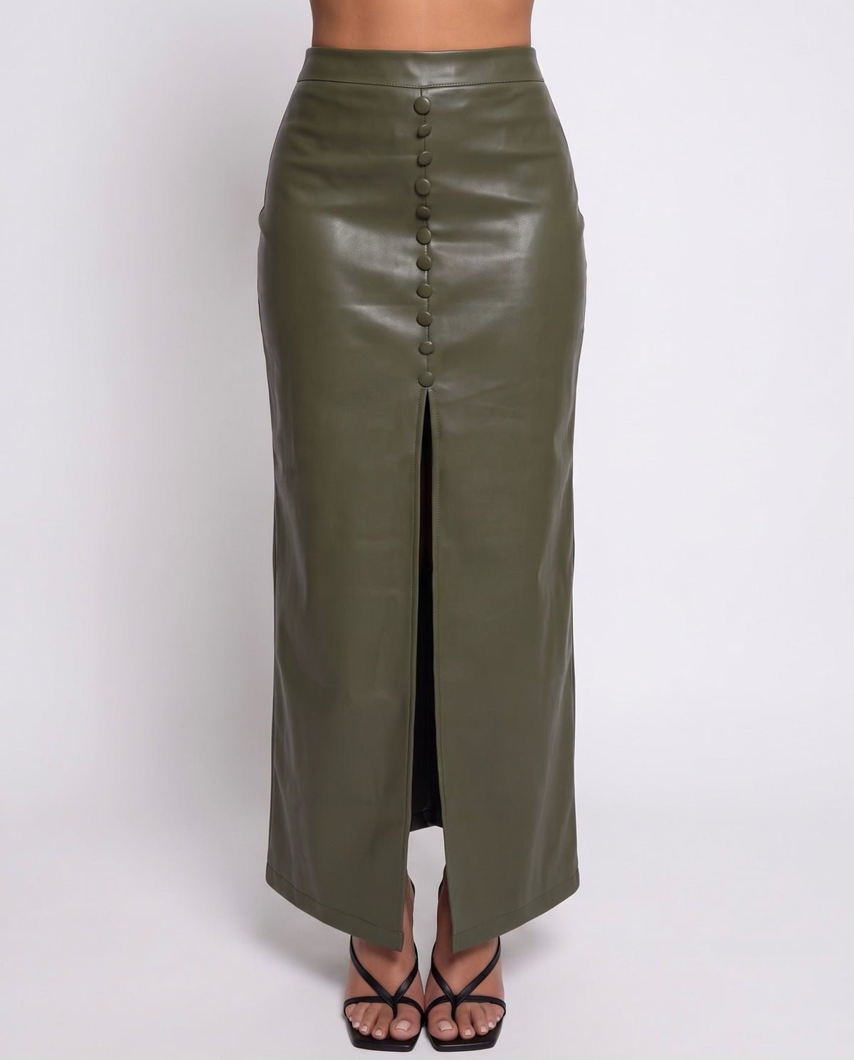 Gonna Button Leather-Green
