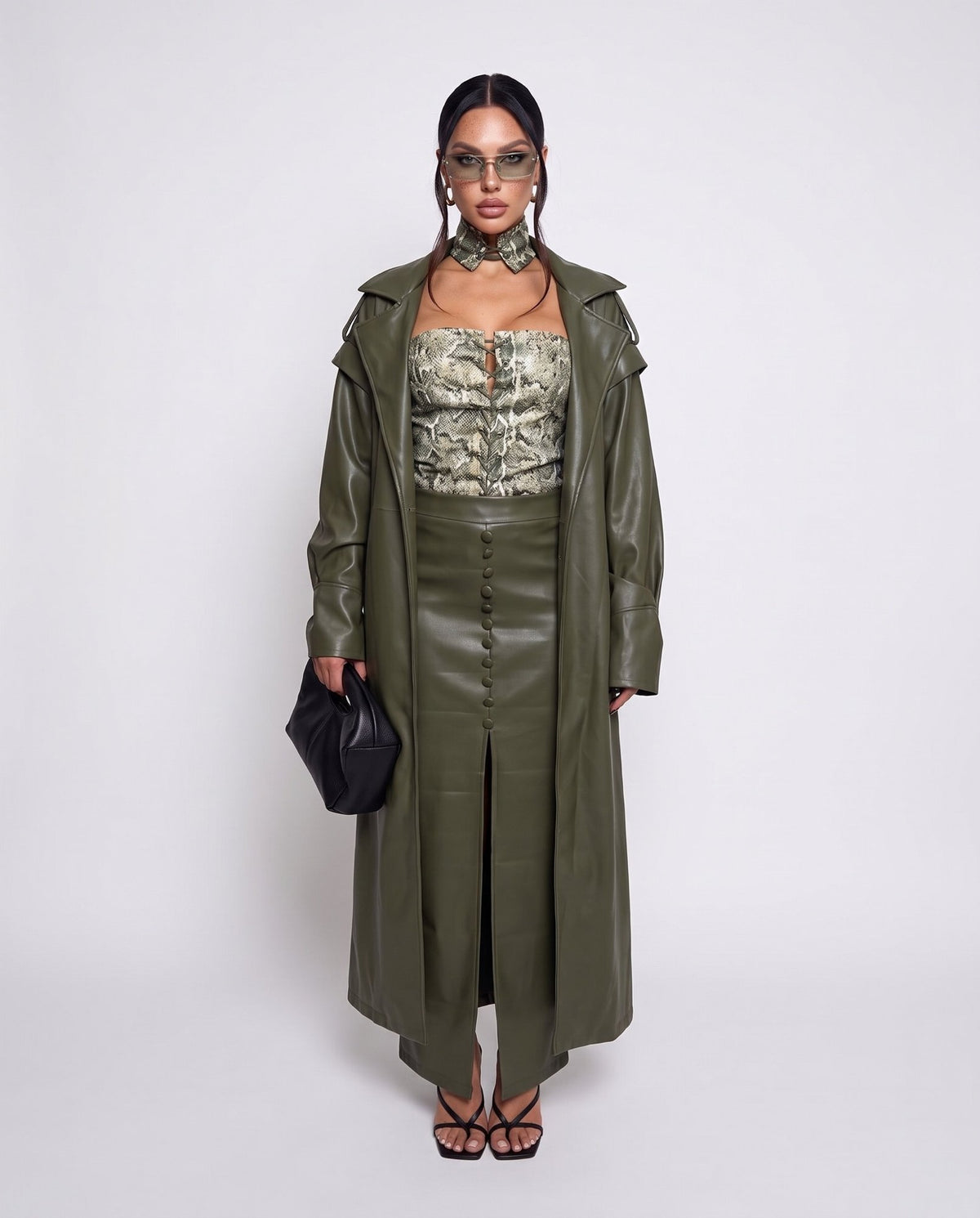Gonna Button Leather-Green