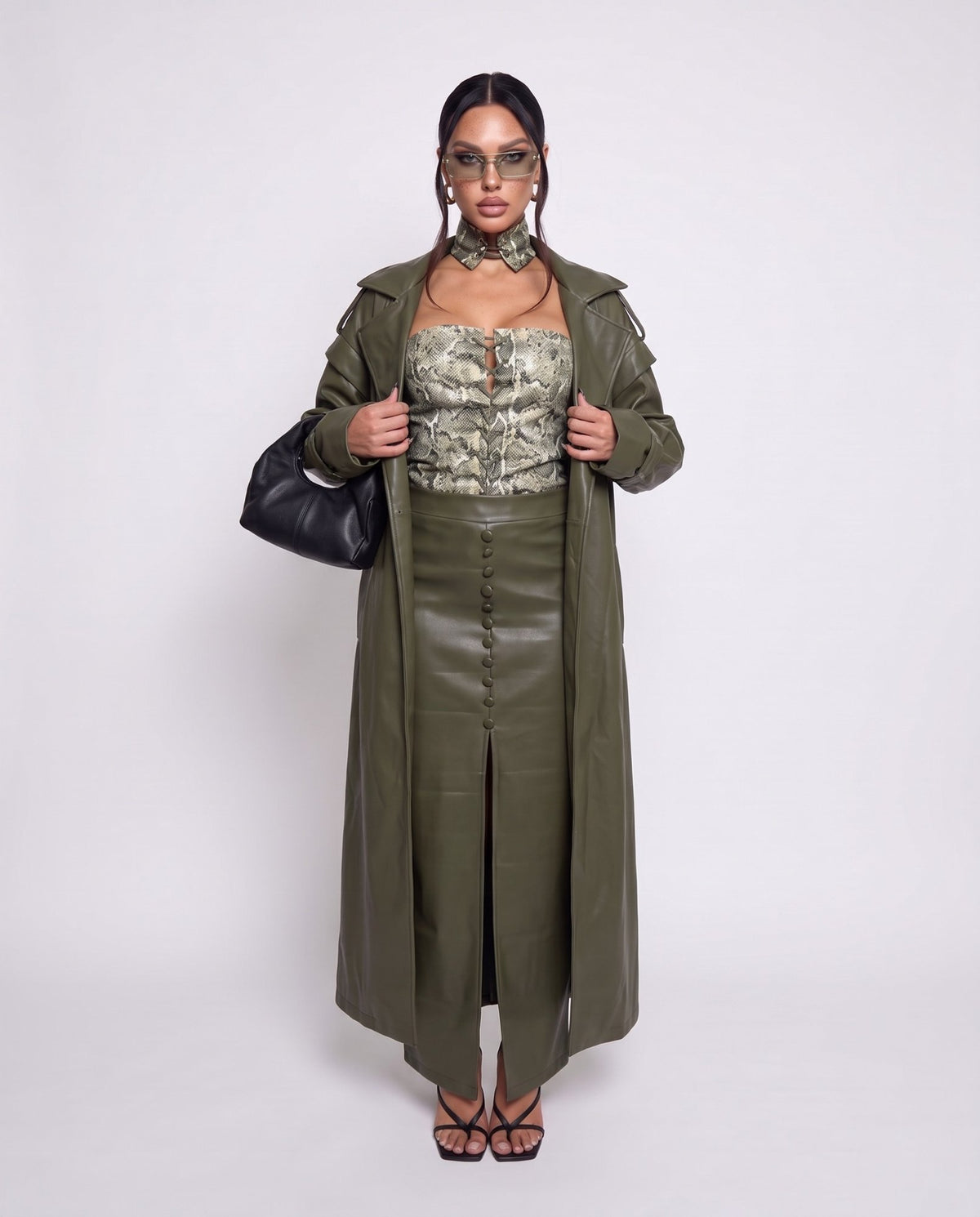 Total Look Button Leather-Green