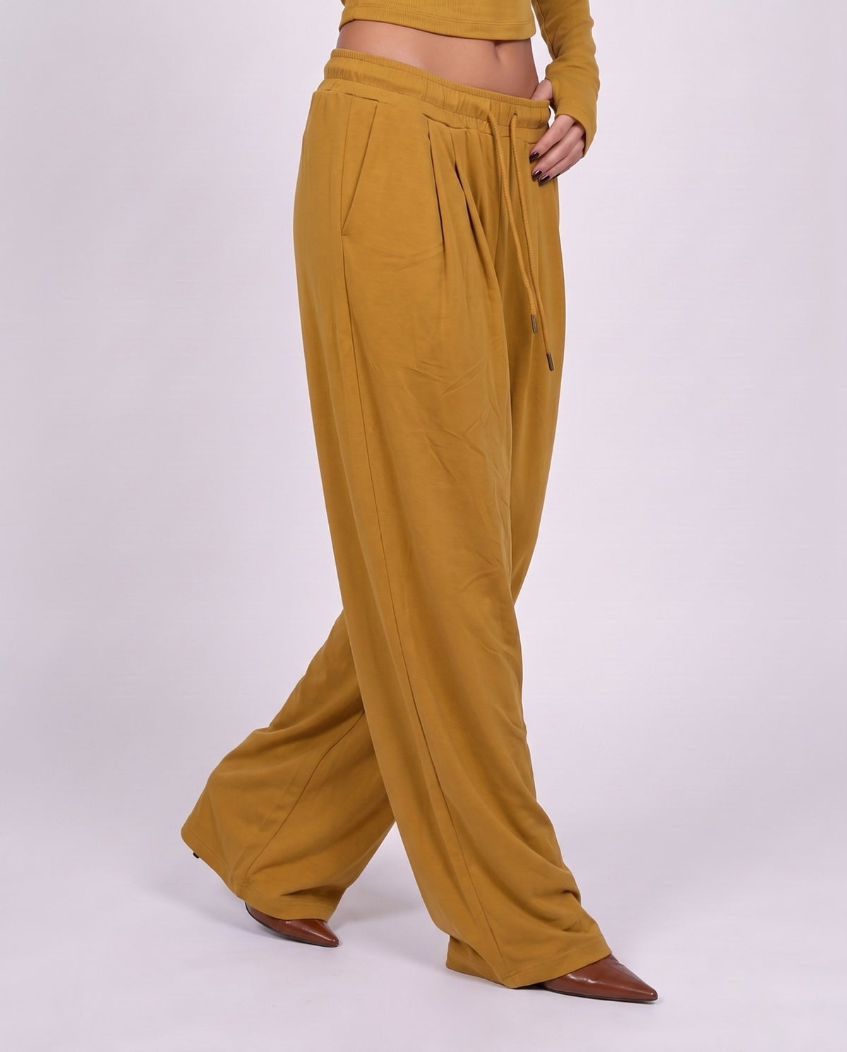 Coord Set Knit Pant-Ochre