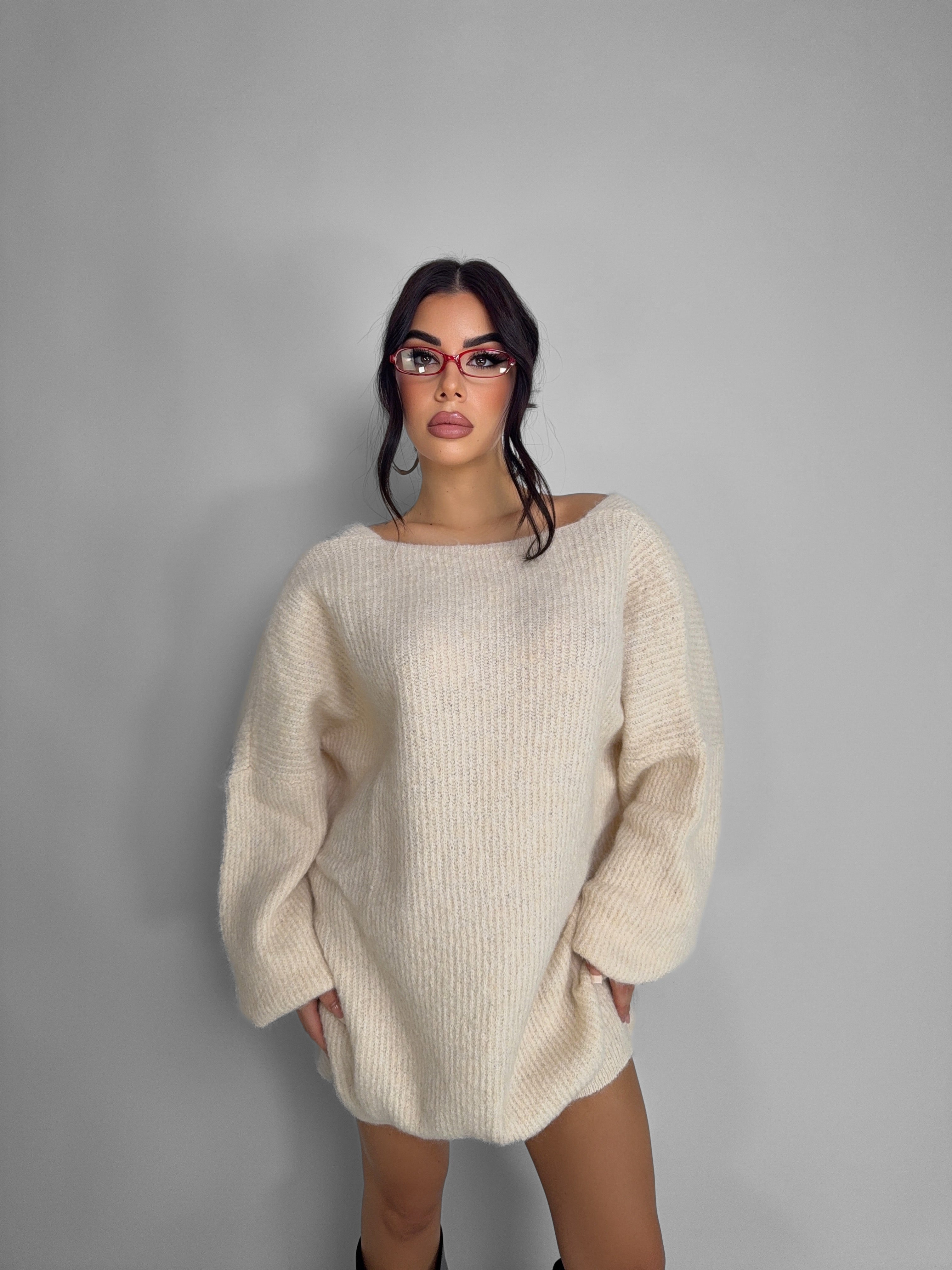 Maxi Maglione Backless-White