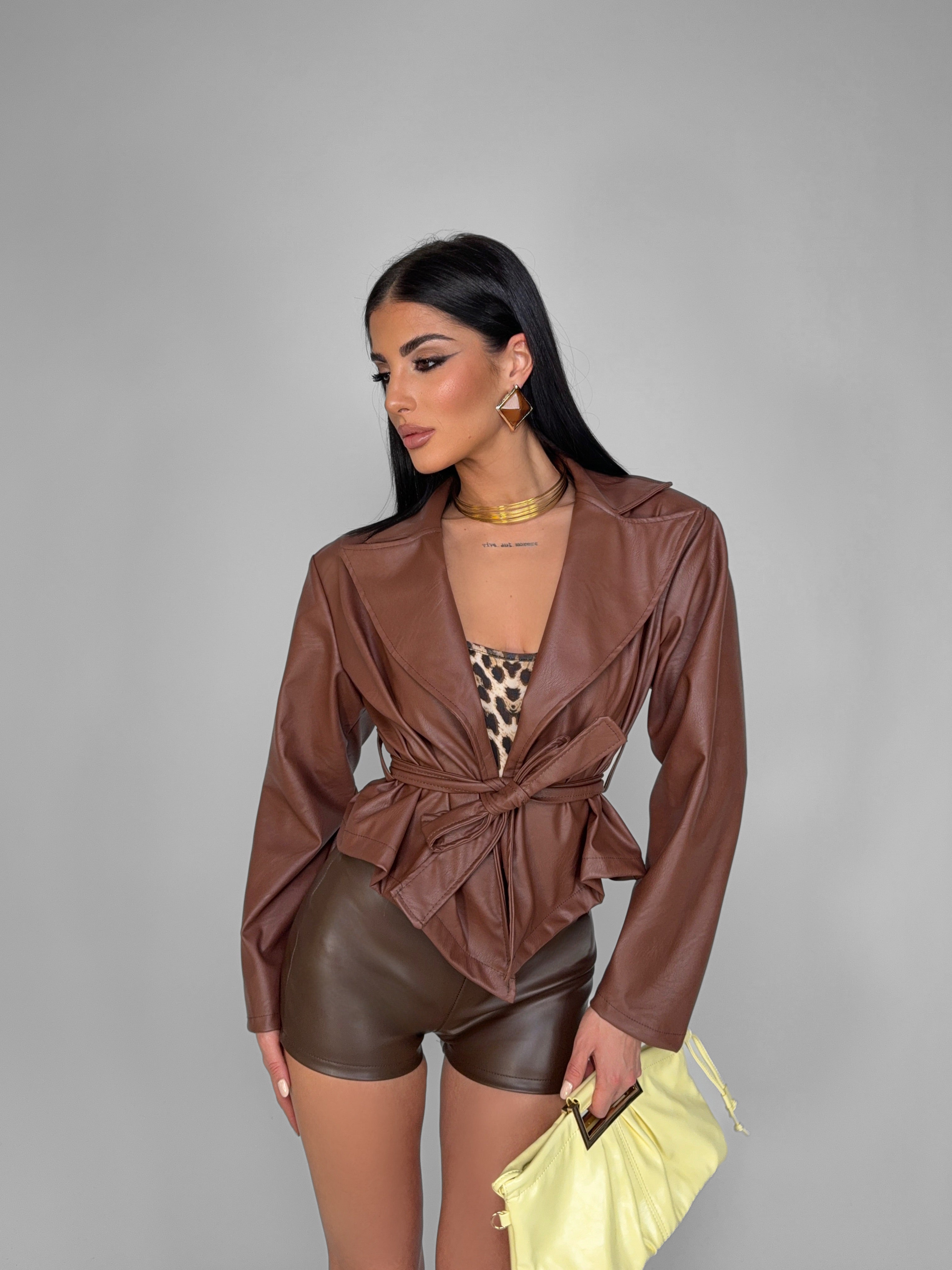Glossy Leather-Brown Jacket