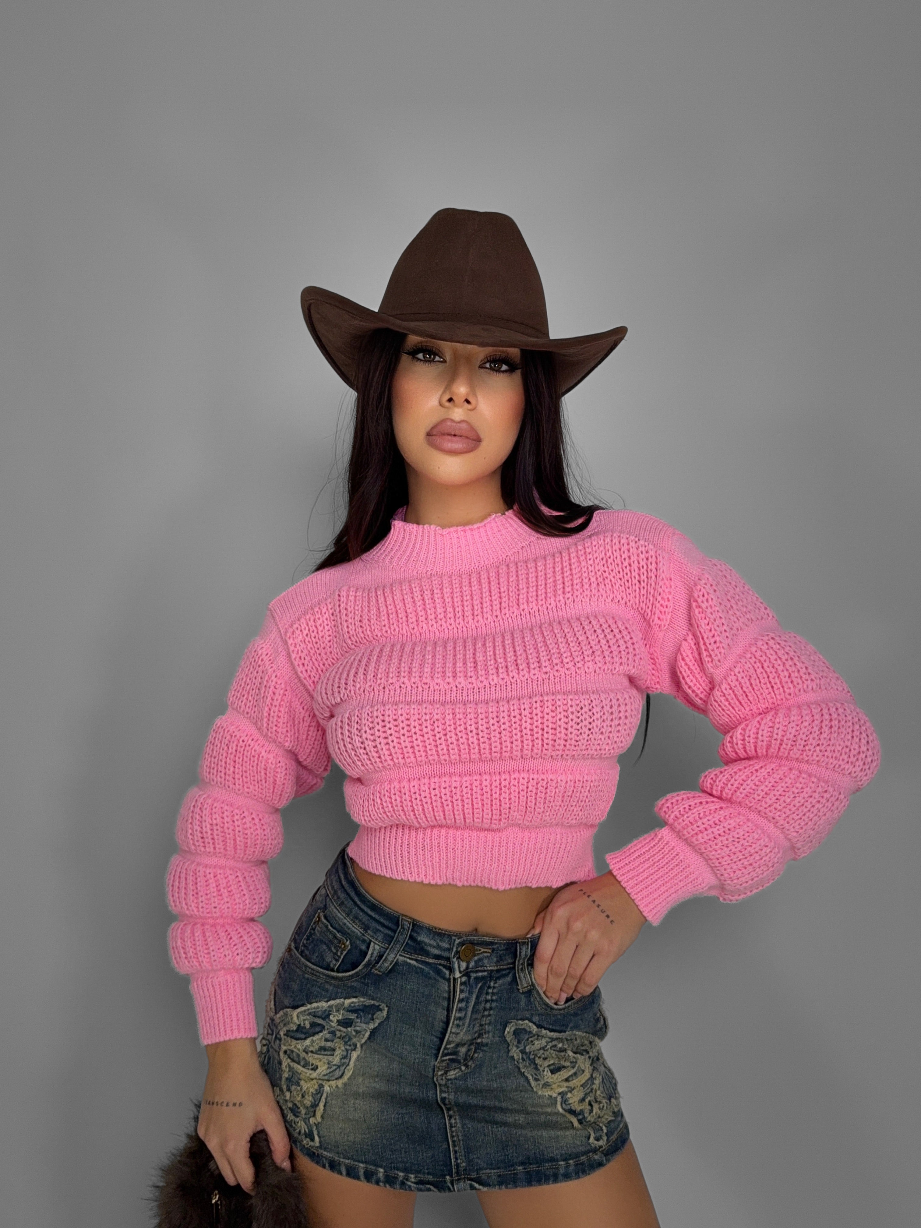 Maglione Crop Off-Pink
