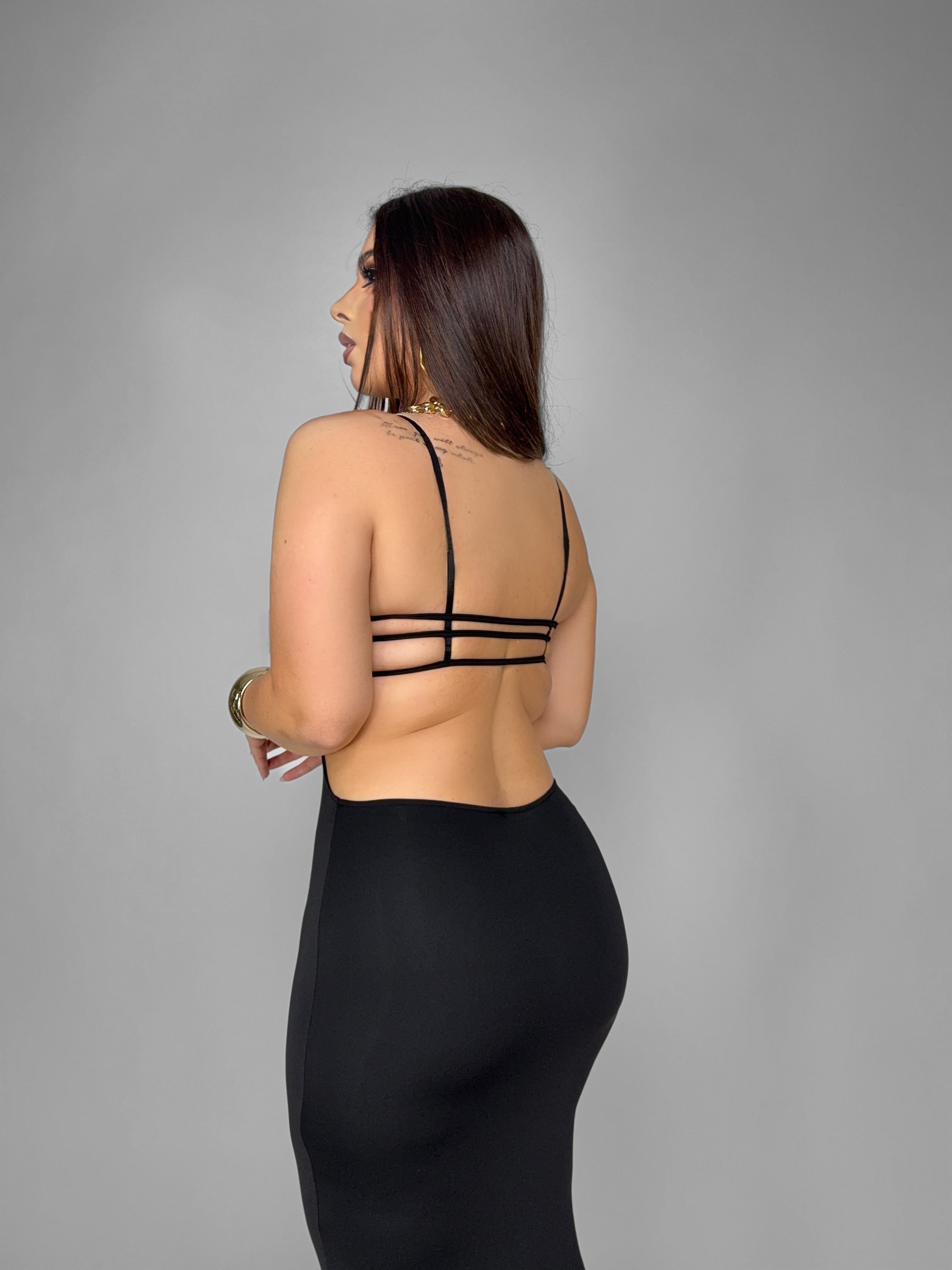 CURVY FIT - Abito Contrast Lace-Black