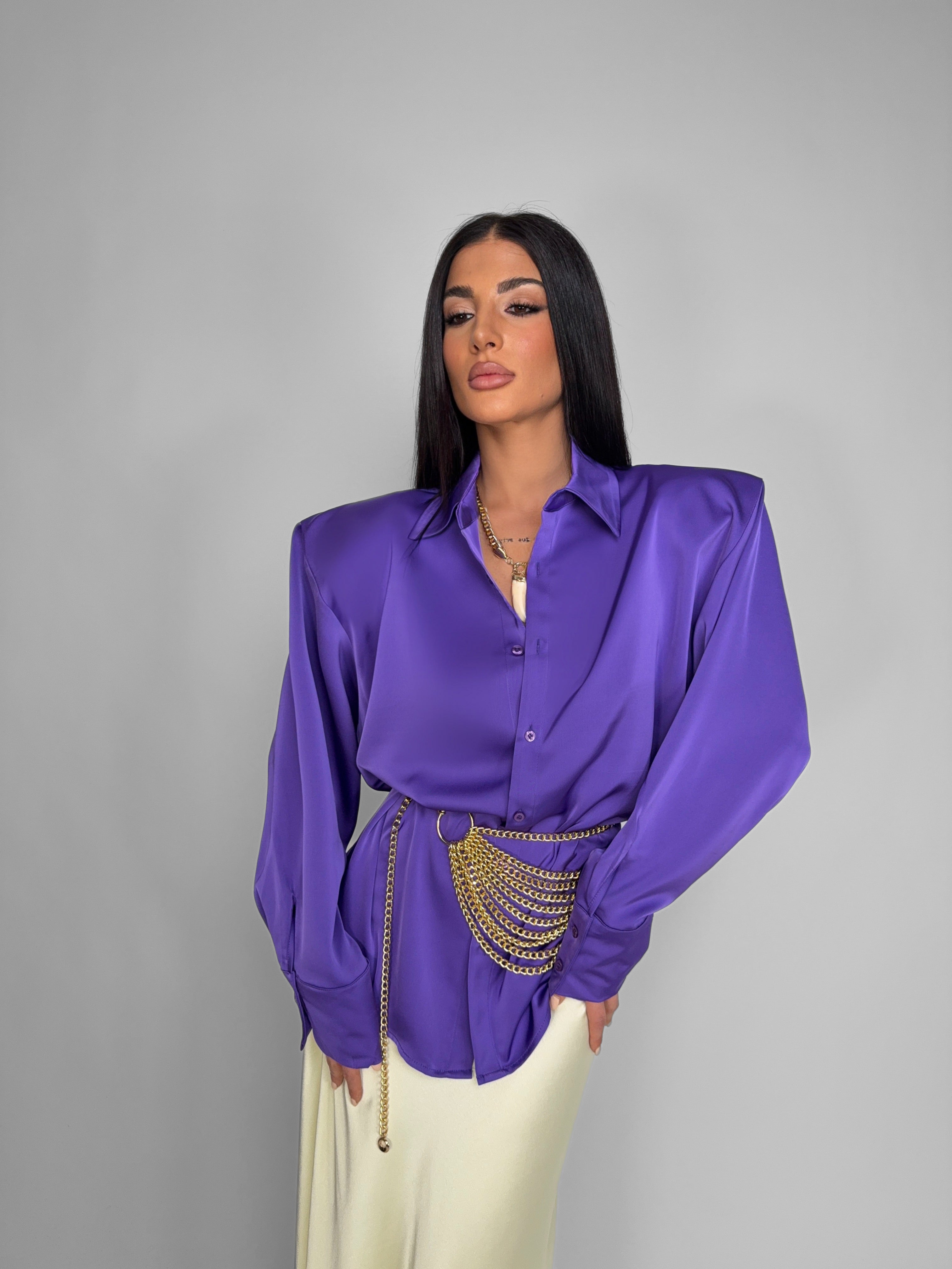 Camicia Shiny Satin-Viola