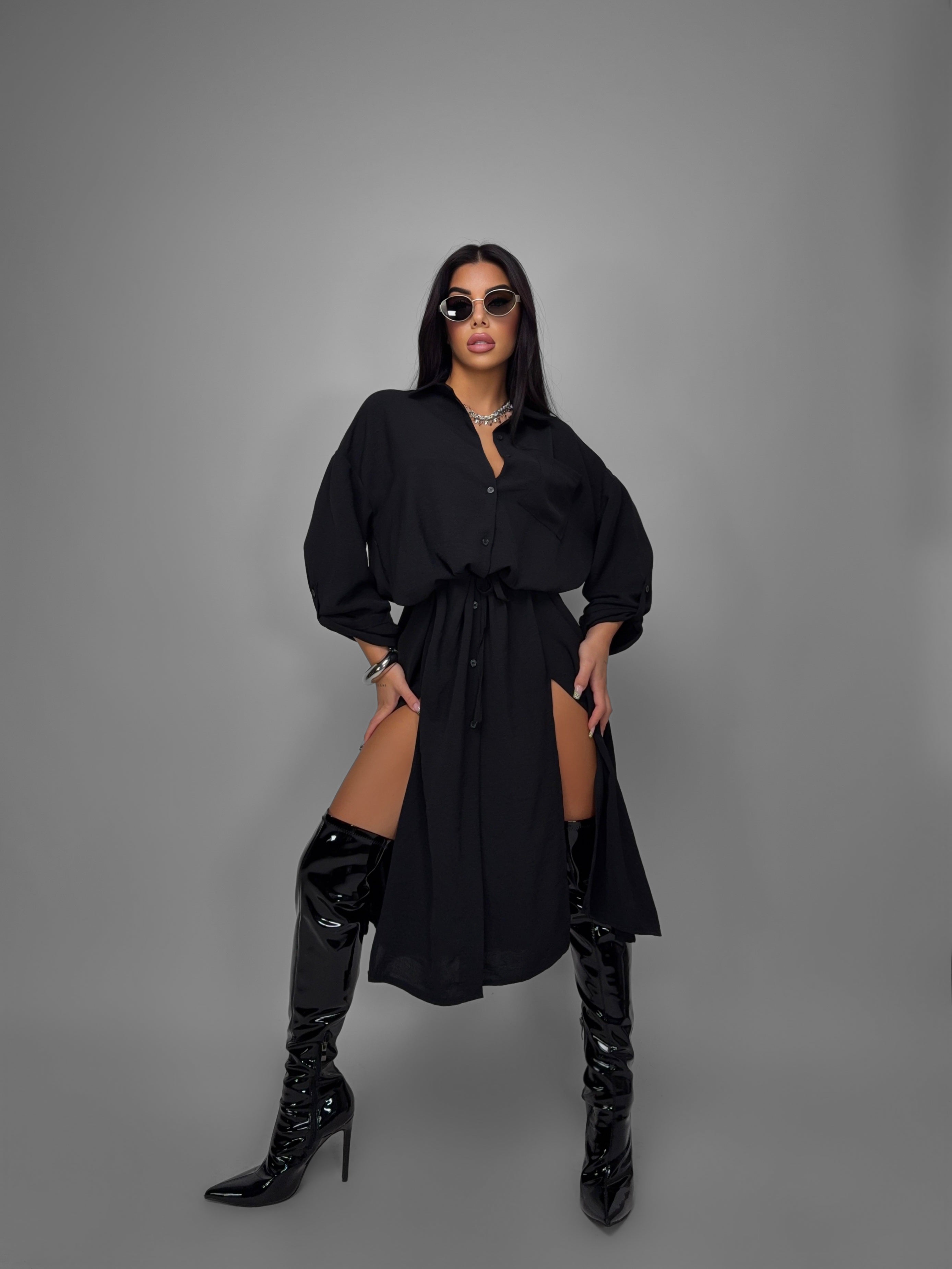 Maxi Camicia Black Open