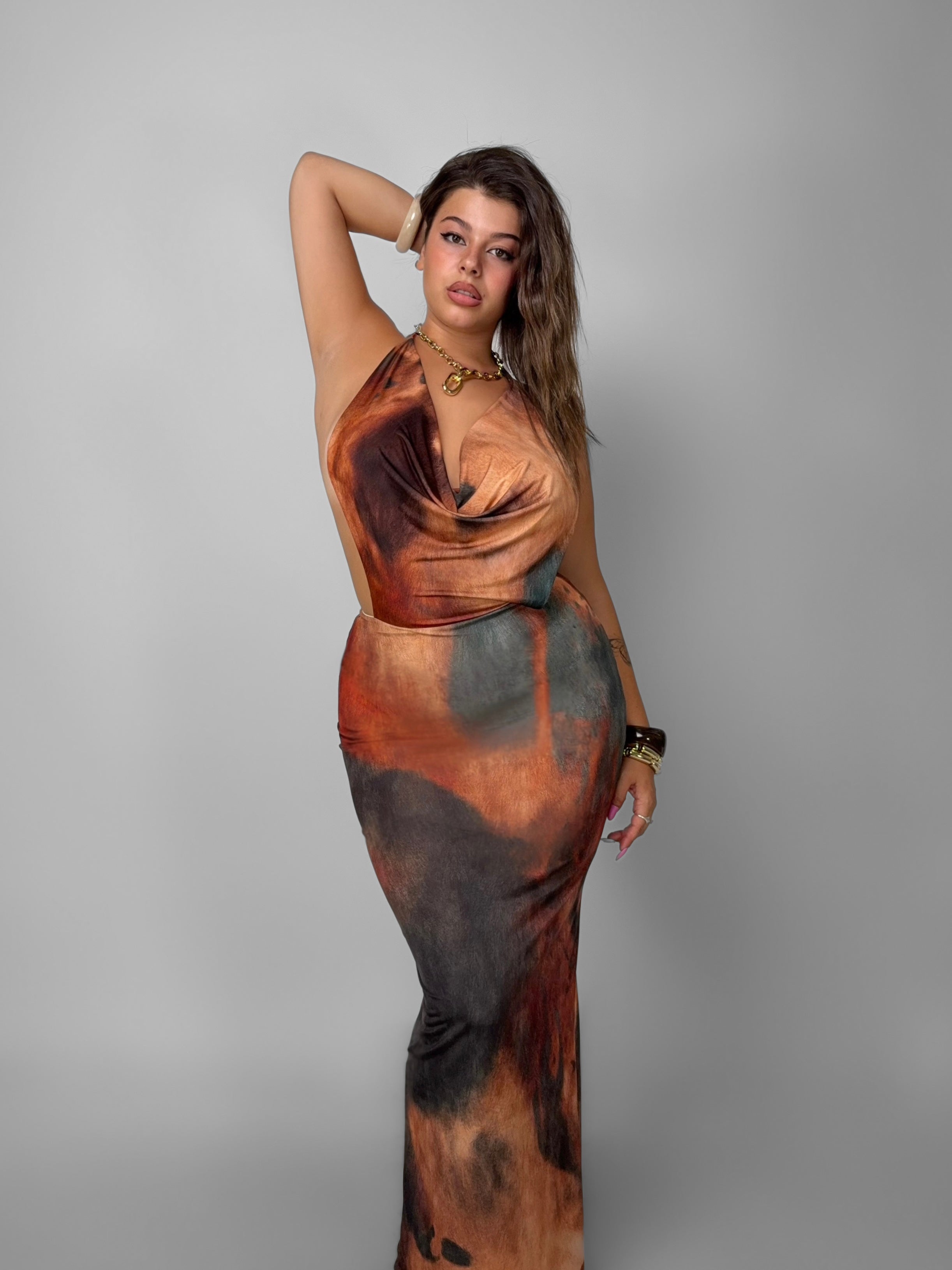 CURVY FIT - Abito Elettra - Fantasy Brown